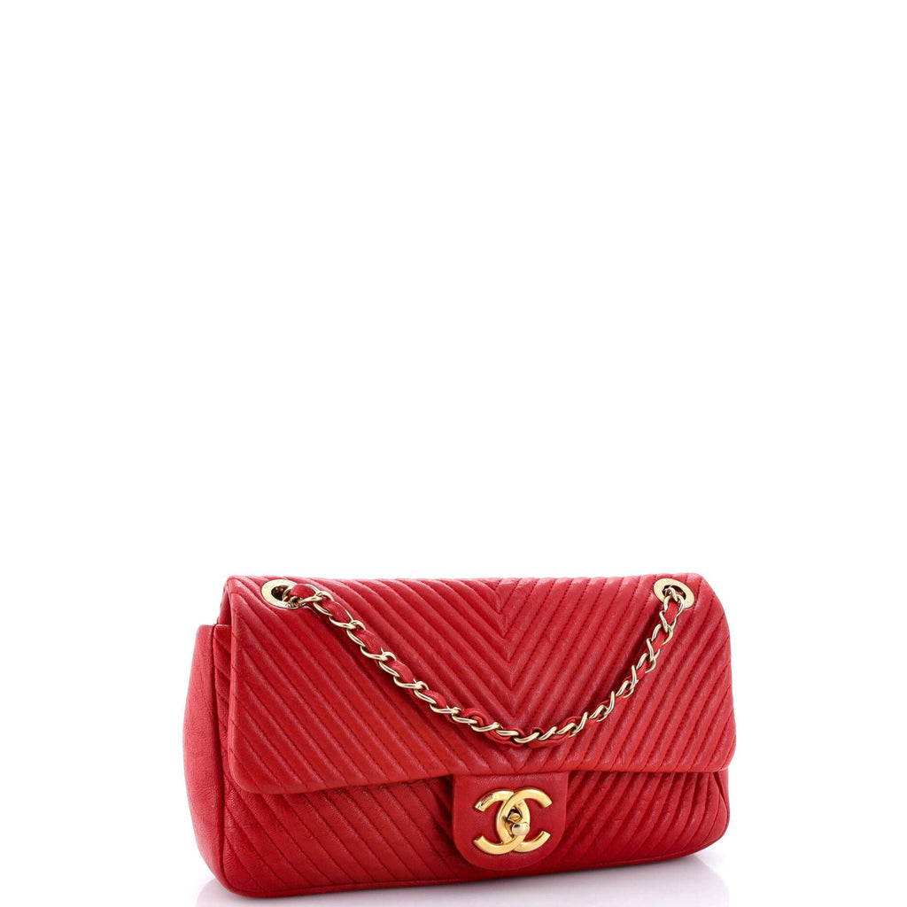 Chanel Medallion Charm Flap Bag Chevron Wrinkled Lambskin Medium
