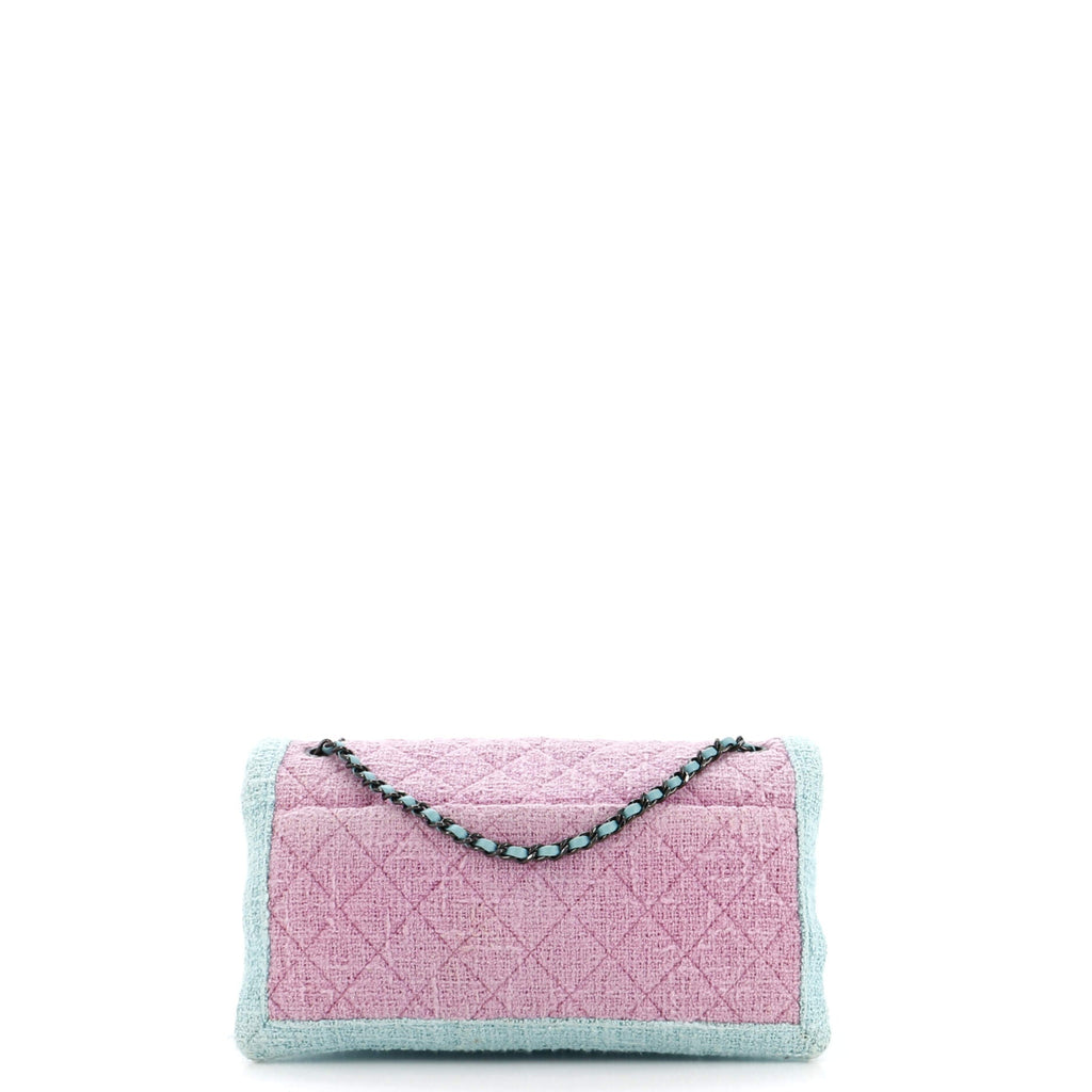 Chanel Two Tone Flap Bag Quilted Tweed Small