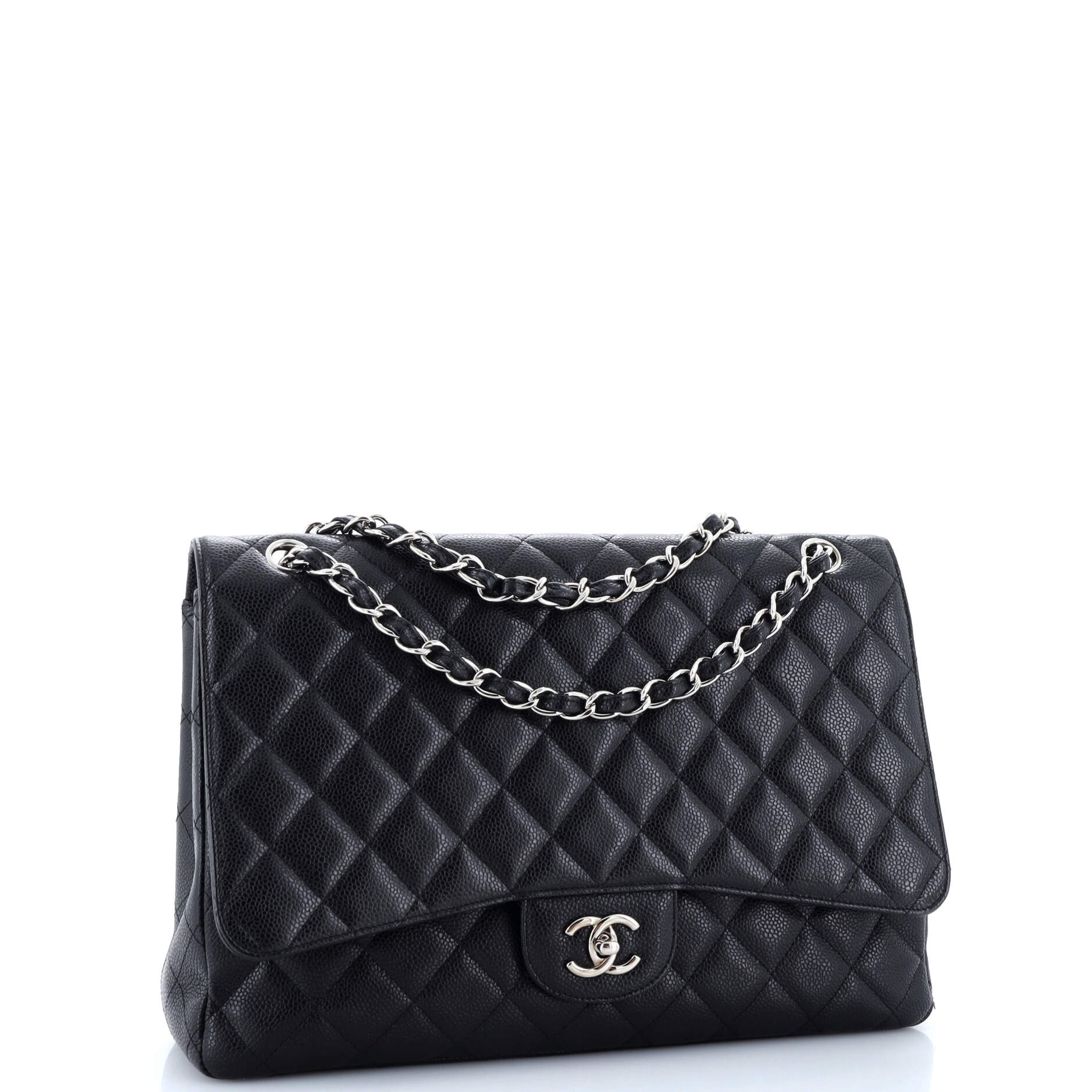 Chanel Classic Single Flap Bag Quilted Caviar Maxi