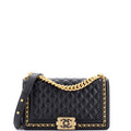 Chanel Chain Around Boy Flap Bag Quilted Caviar Old Medium