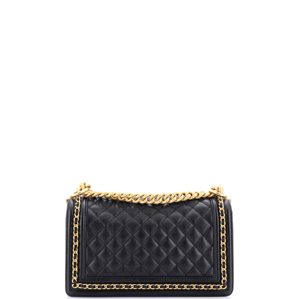 Chanel Chain Around Boy Flap Bag Quilted Caviar Old Medium