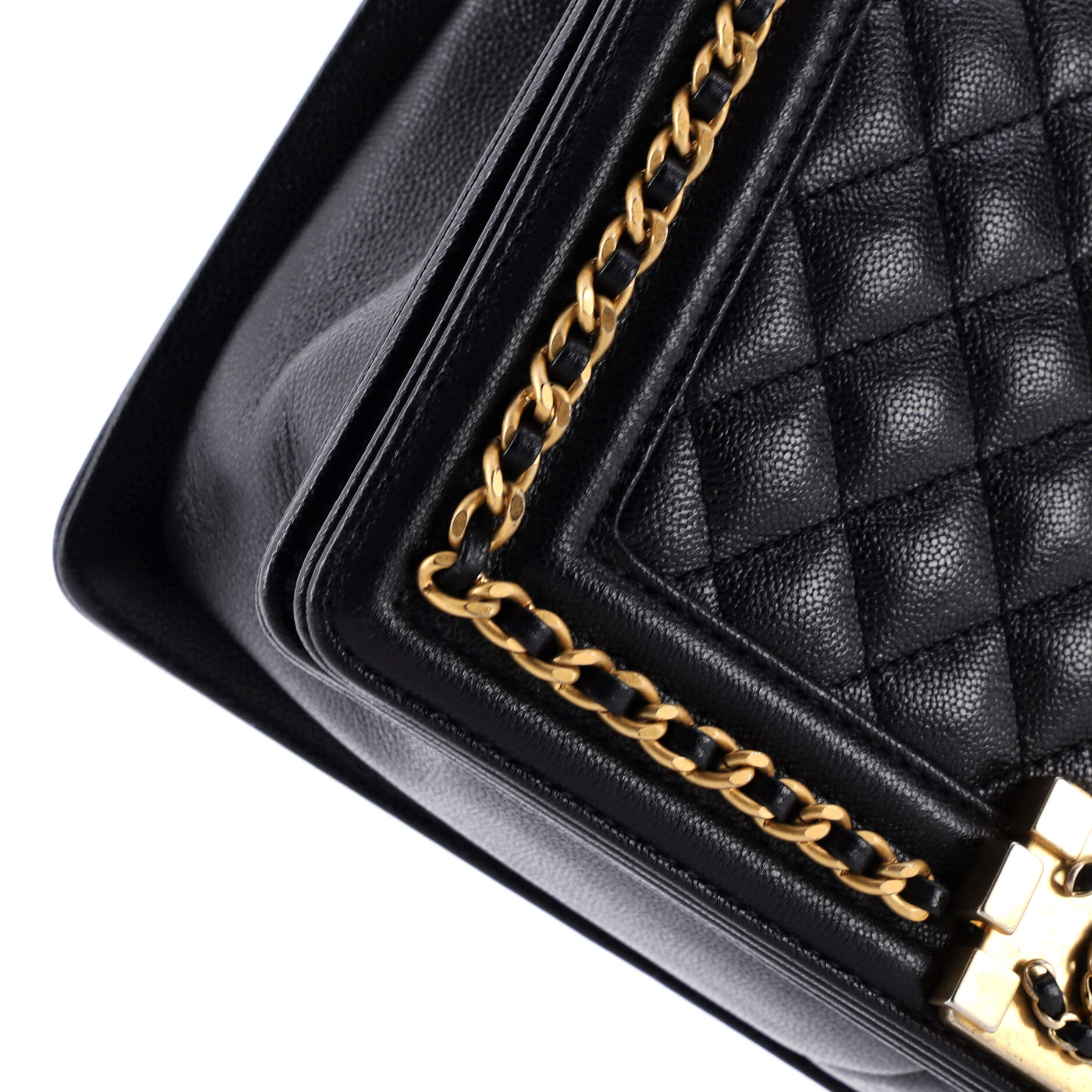 Chanel Chain Around Boy Flap Bag Quilted Caviar Old Medium