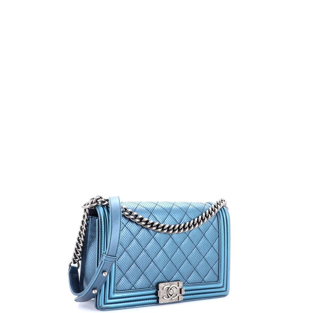 Chanel Boy Flap Bag Quilted Perforated Lambskin New Medium