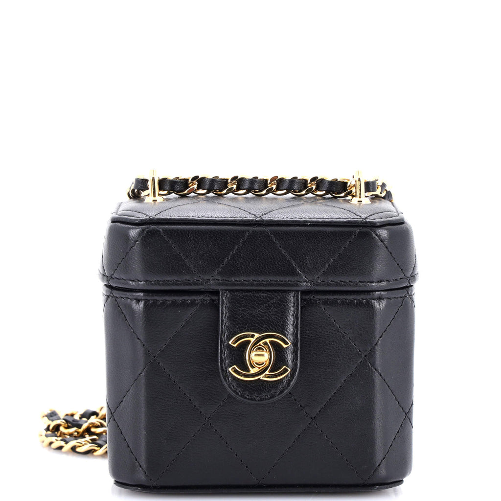 Chanel CC Turnlock Box Vanity Case with Chain Quilted Lambskin Mini