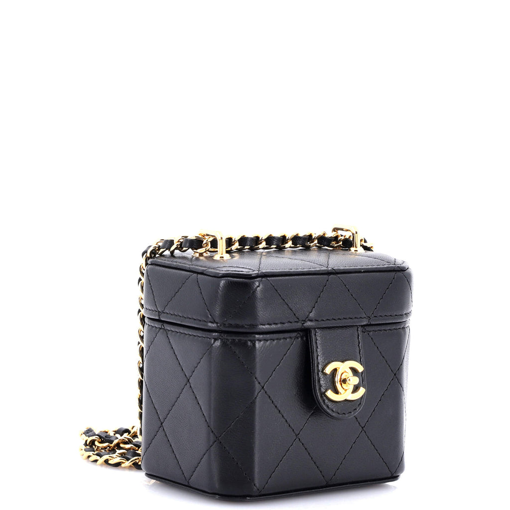 Chanel CC Turnlock Box Vanity Case with Chain Quilted Lambskin Mini