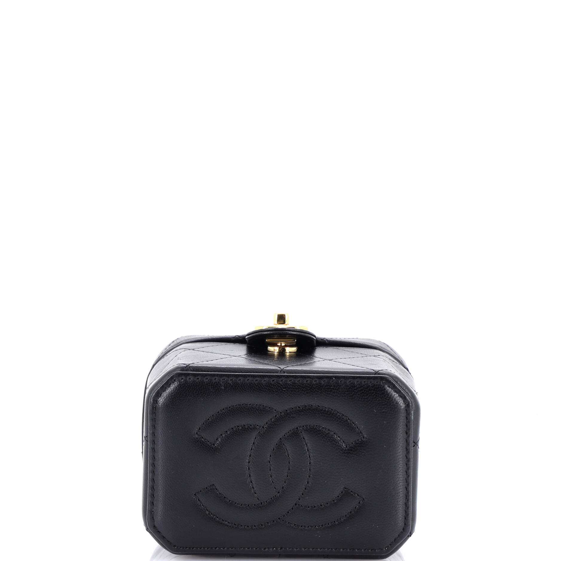 Chanel CC Turnlock Box Vanity Case with Chain Quilted Lambskin Mini