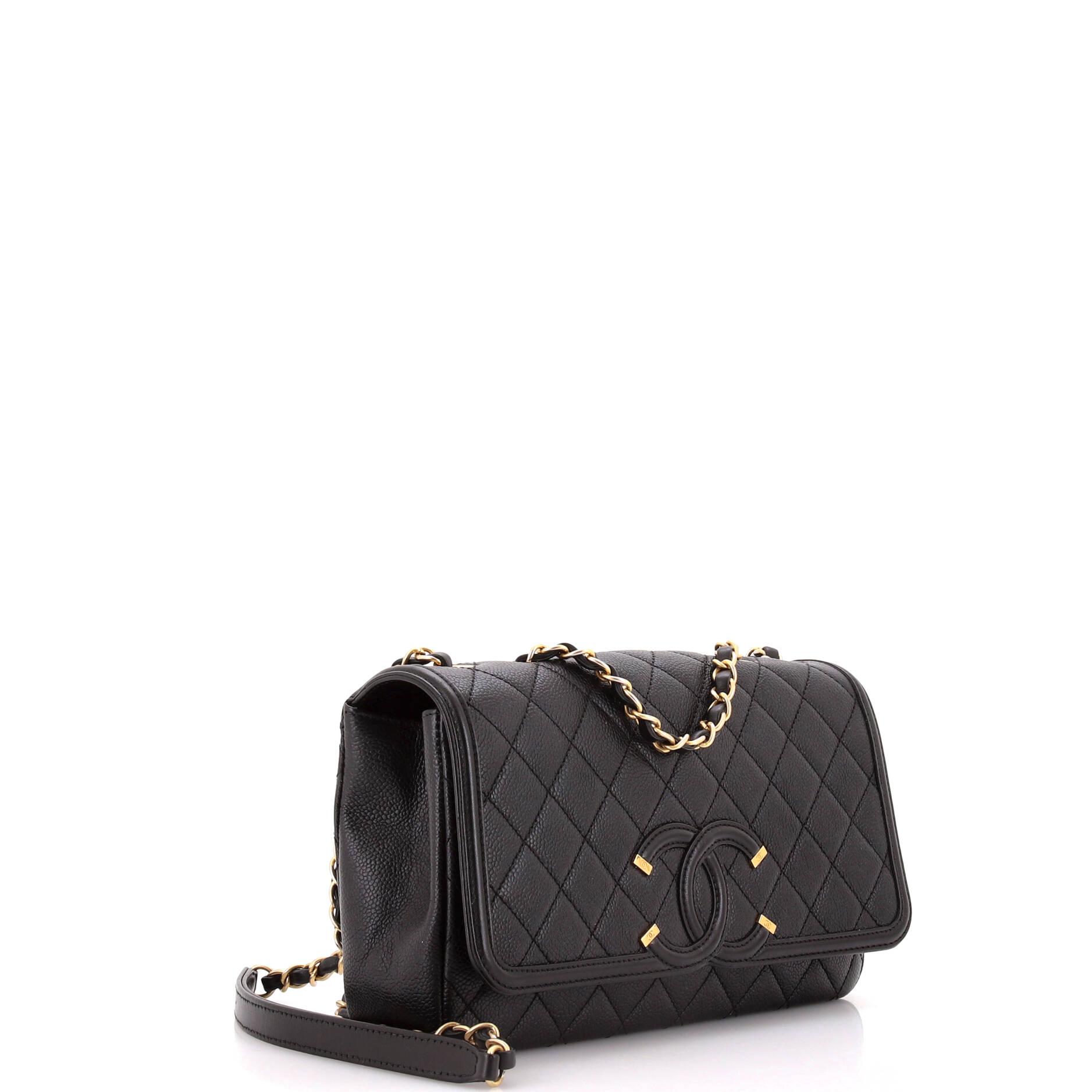 Chanel Filigree Flap Bag Quilted Caviar Medium