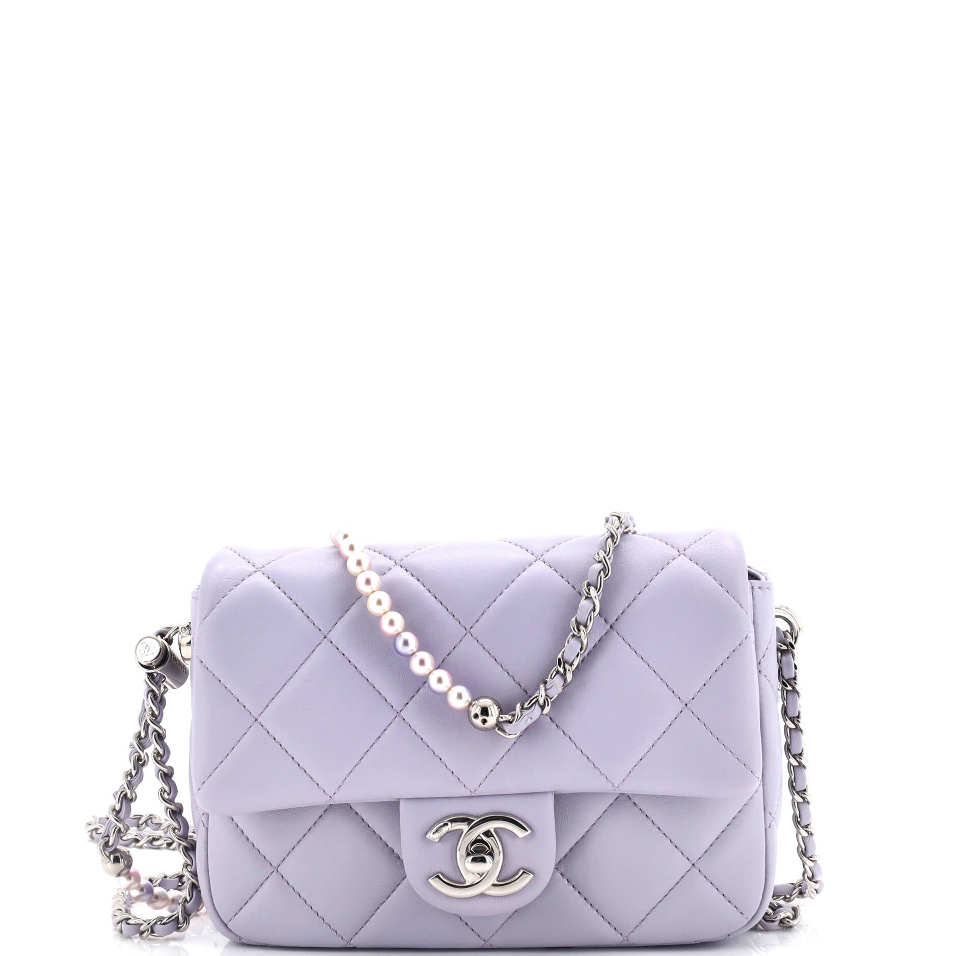Chanel My Perfect Adjustable Chain Flap Bag Quilted Lambskin with Pearls Mini