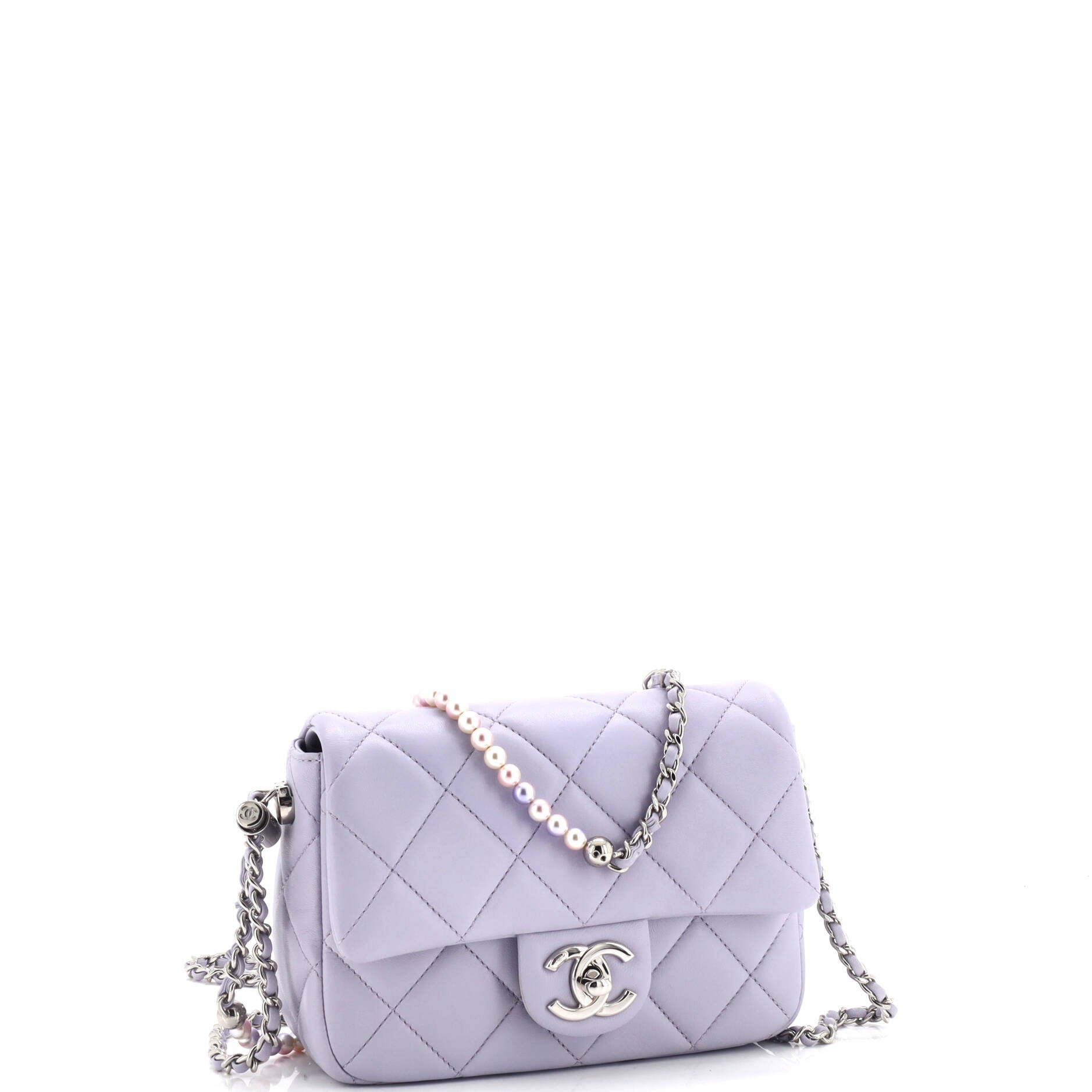 Chanel My Perfect Adjustable Chain Flap Bag Quilted Lambskin with Pearls Mini