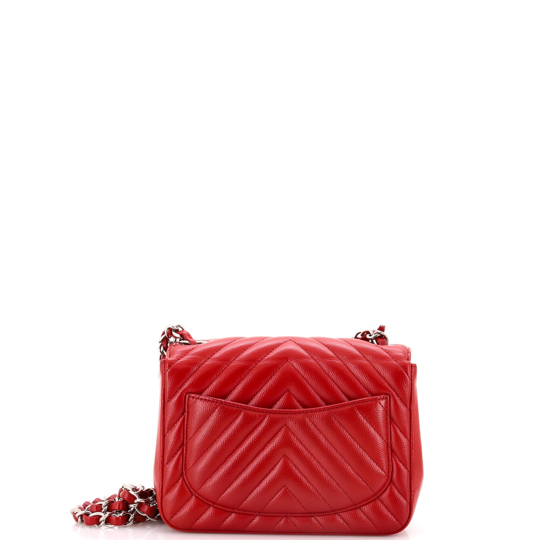 Chanel Square Classic Single Flap Bag Chevron Caviar Mini