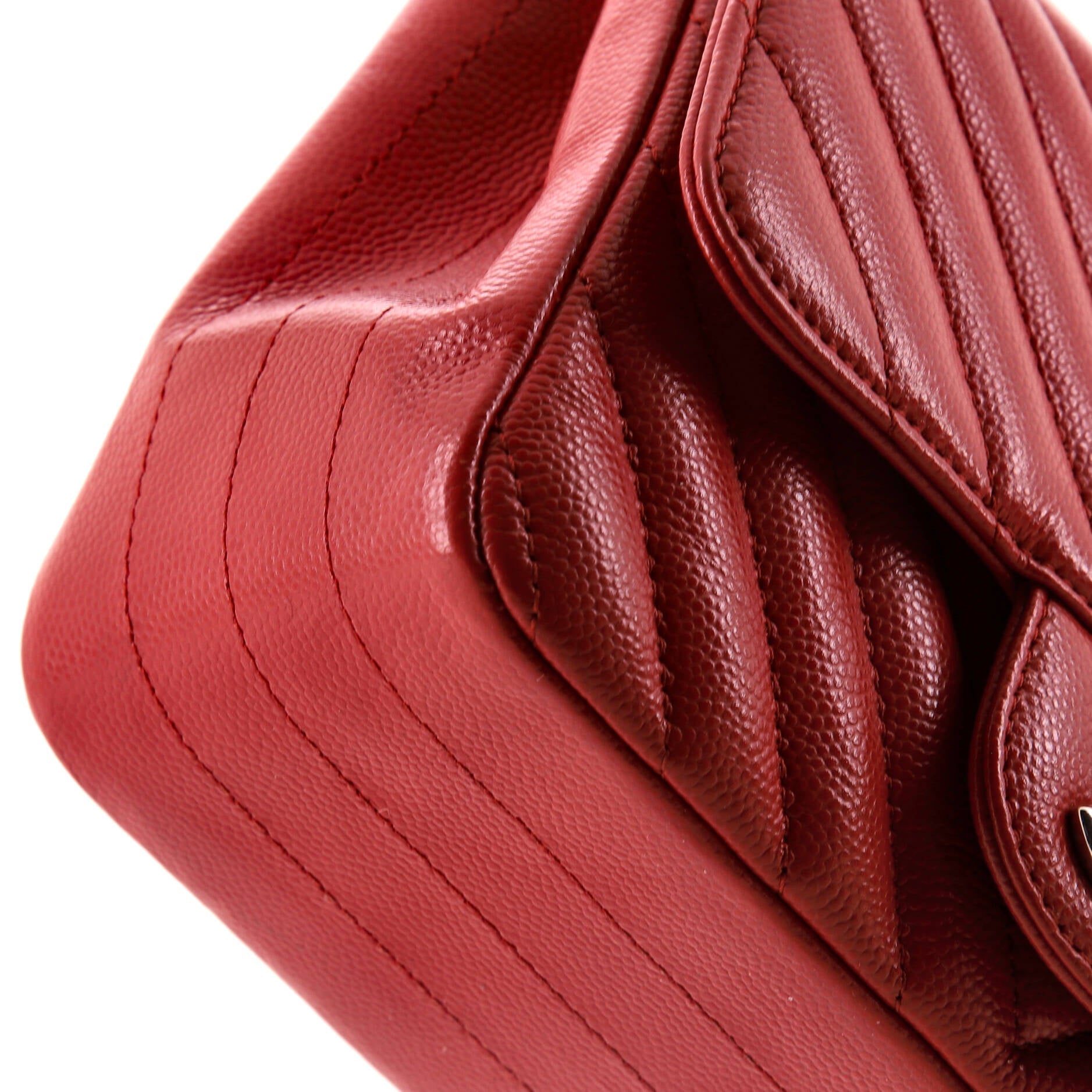 Chanel Square Classic Single Flap Bag Chevron Caviar Mini