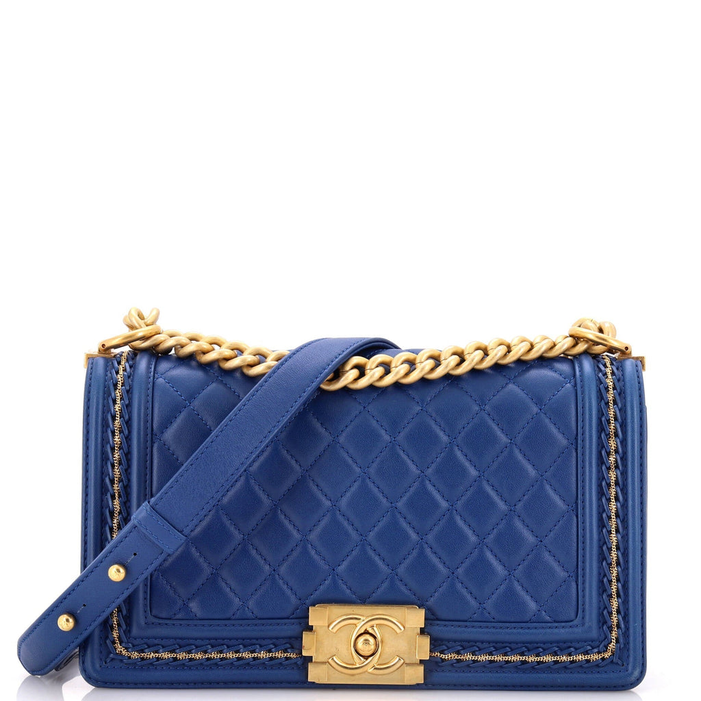 Chanel Boy Flap Bag Quilted Lambskin with Chain Detail Old Medium