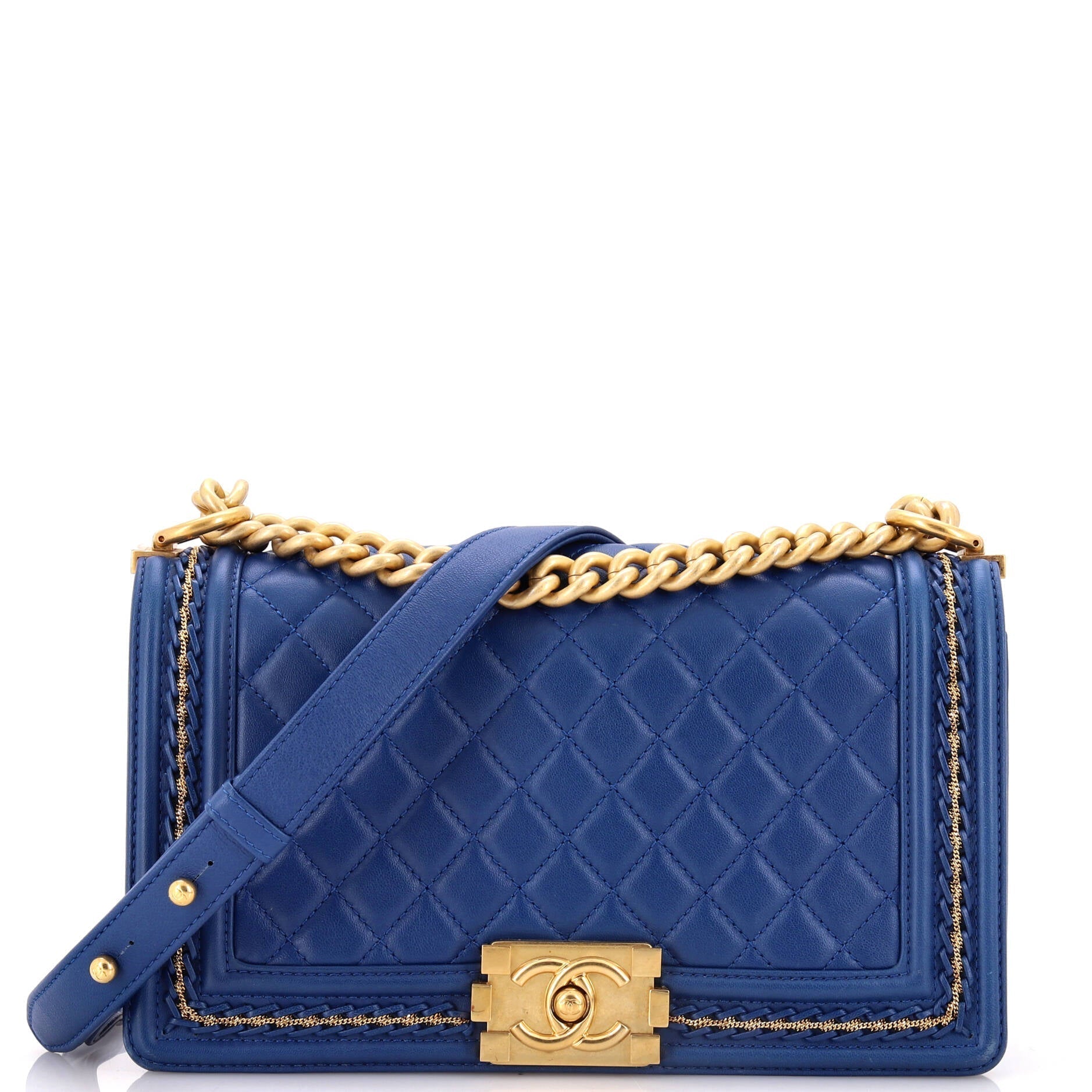 Chanel Boy Flap Bag Quilted Lambskin with Chain Detail Old Medium