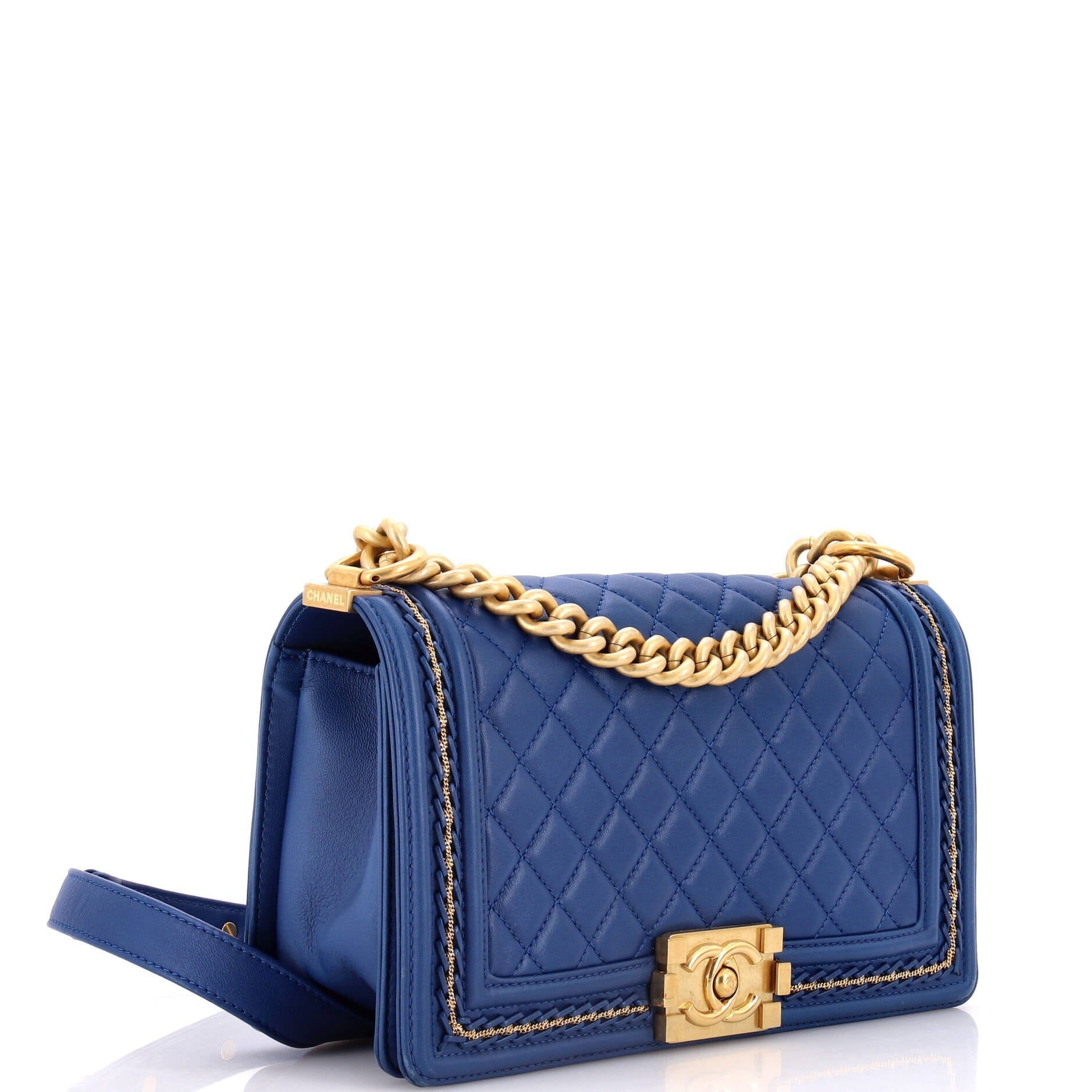 Chanel Boy Flap Bag Quilted Lambskin with Chain Detail Old Medium