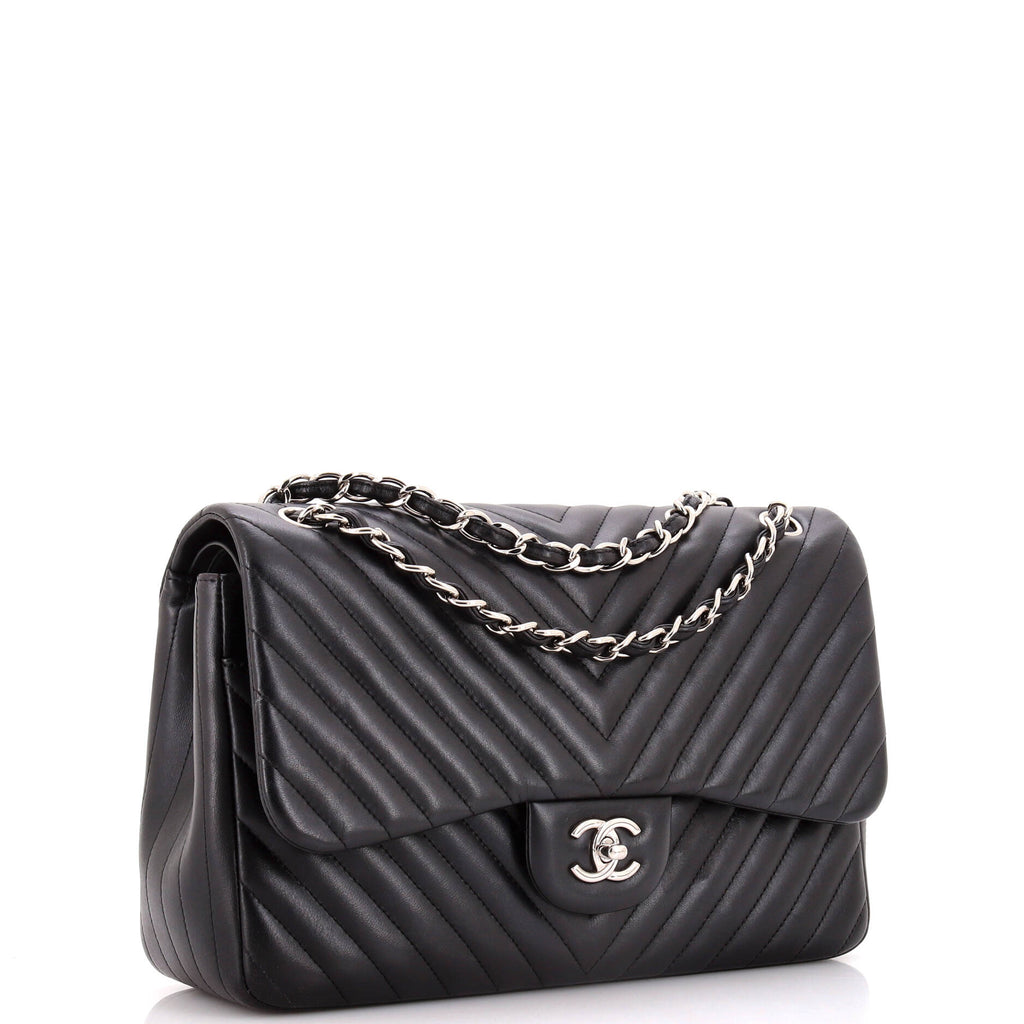 Chanel Classic Double Flap Bag Chevron Lambskin Jumbo