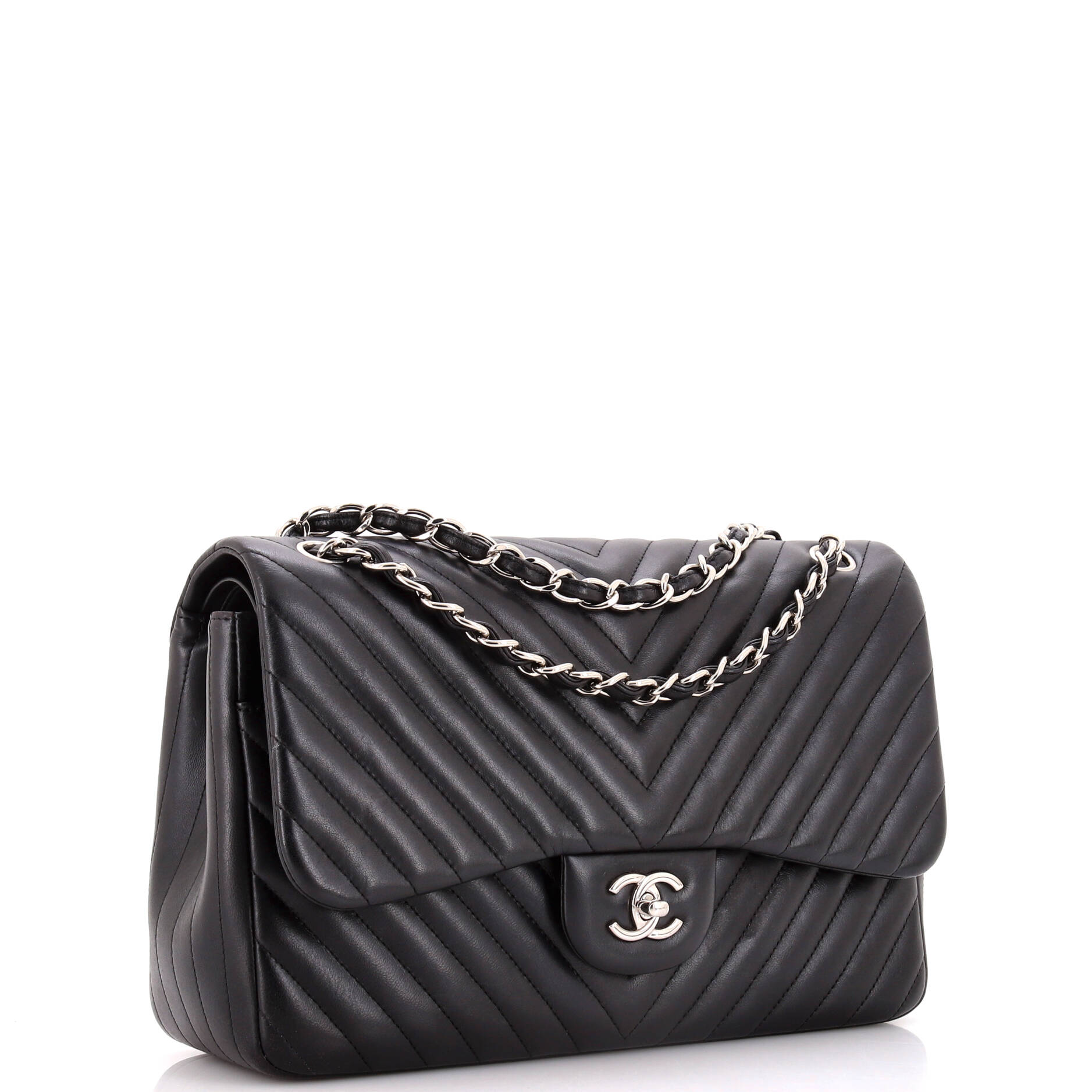 Chanel Classic Double Flap Bag Chevron Lambskin Jumbo