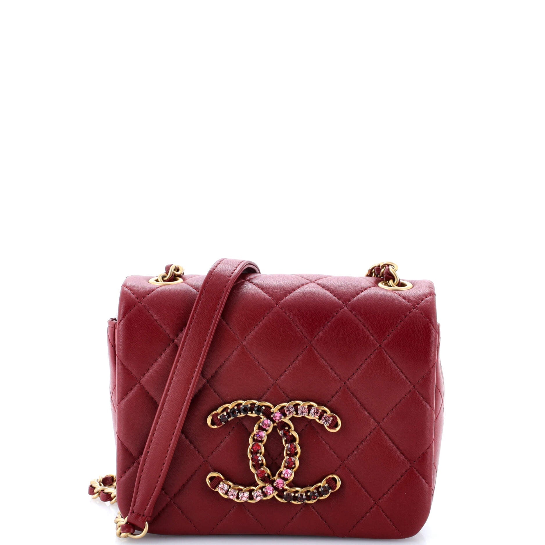 Chanel Crystal CC Full Flap Bag Quilted Lambskin Mini