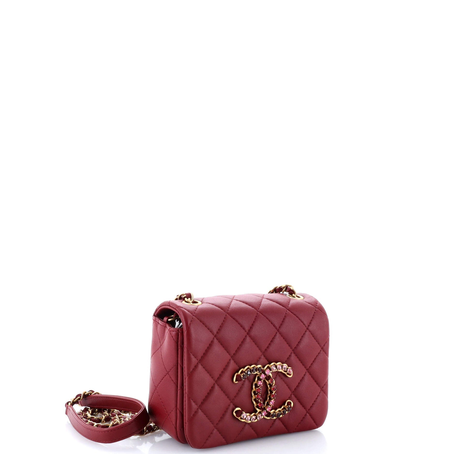 Chanel Crystal CC Full Flap Bag Quilted Lambskin Mini