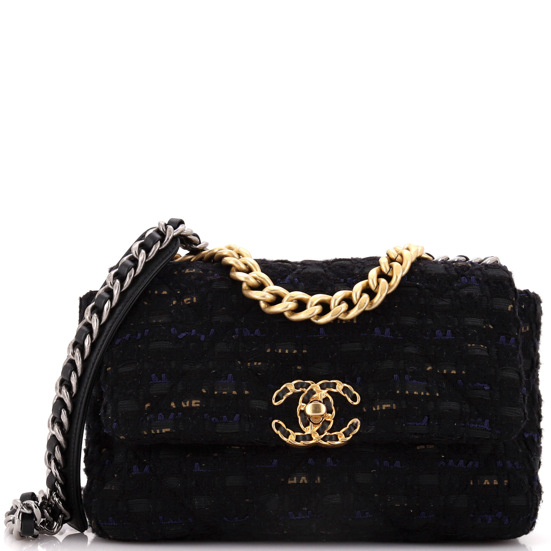 Chanel 19 Flap Bag Quilted Tweed and Ribbon Medium