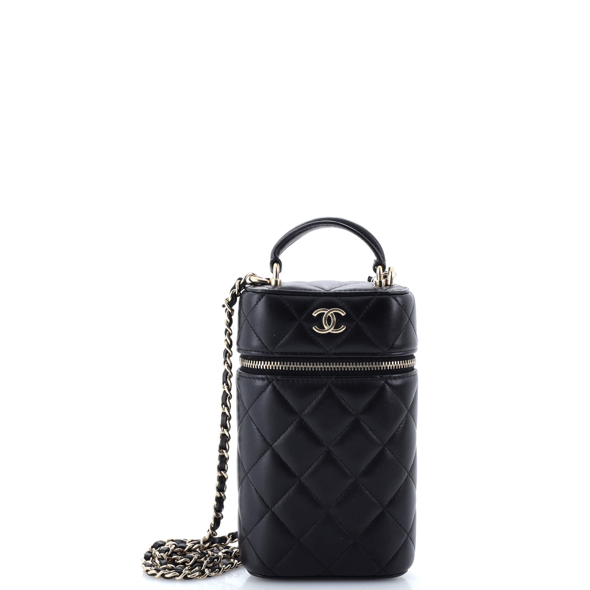 Chanel Classic Vanity Top Handle Phone Holder with Chain Quilted Lambskin