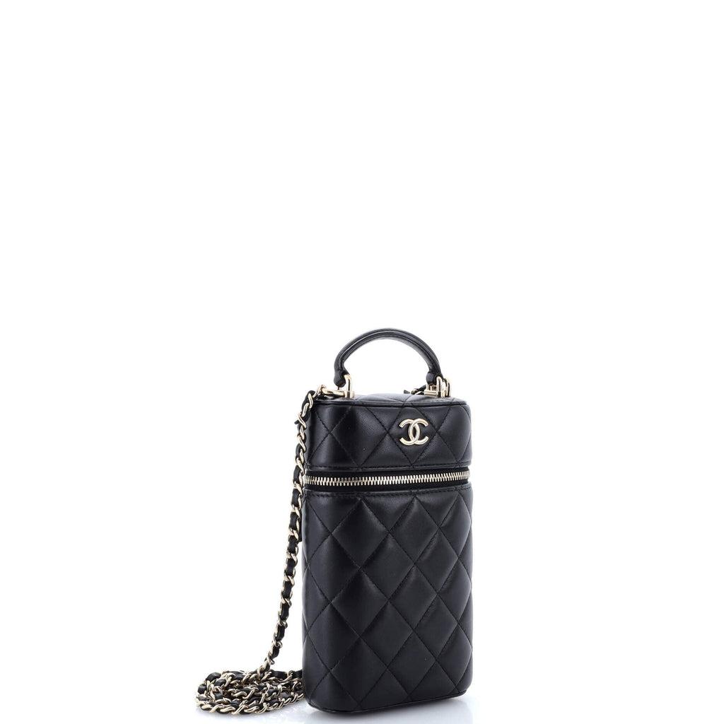Chanel Classic Vanity Top Handle Phone Holder with Chain Quilted Lambskin