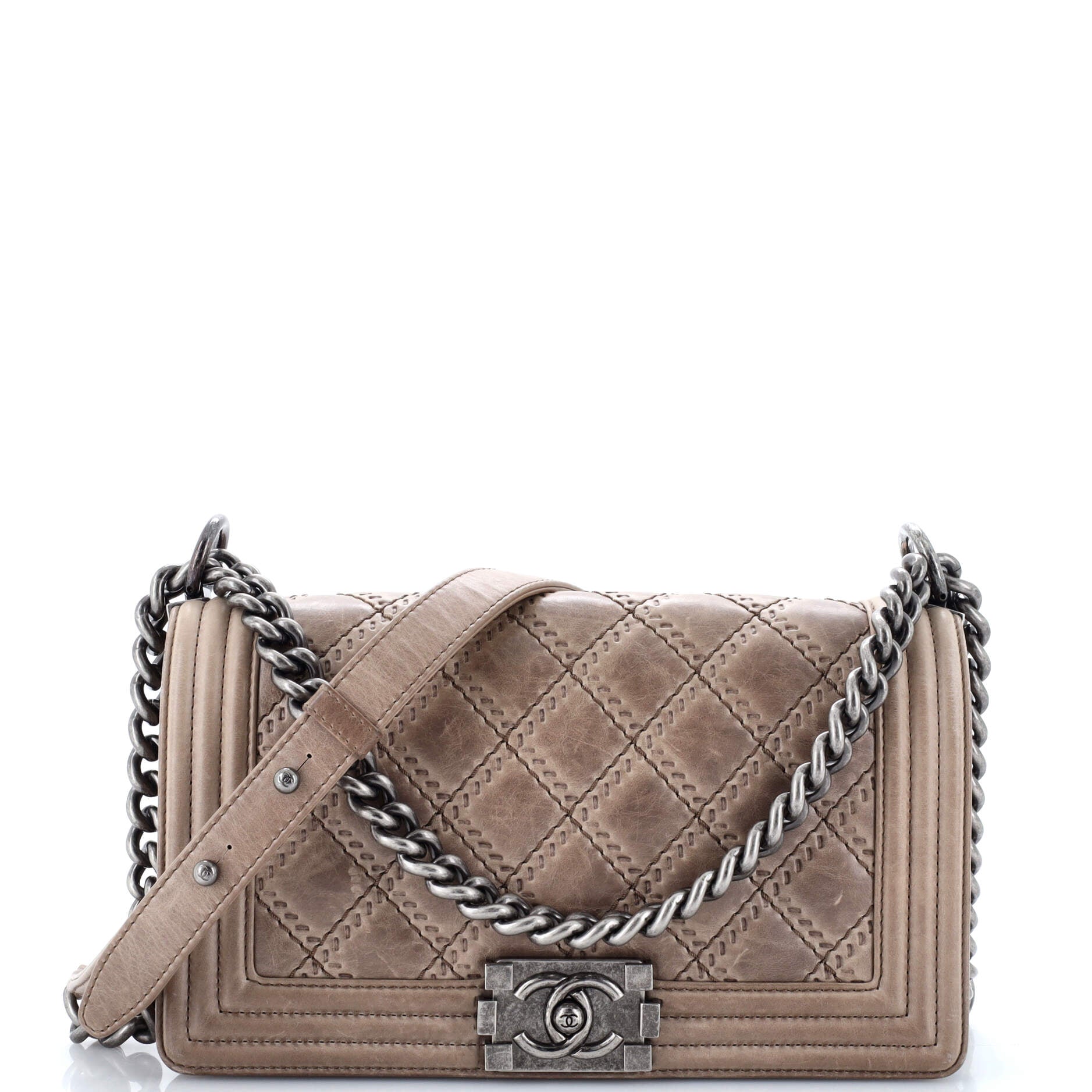Chanel Double Stitch Boy Flap Bag Quilted Calfskin Old Medium