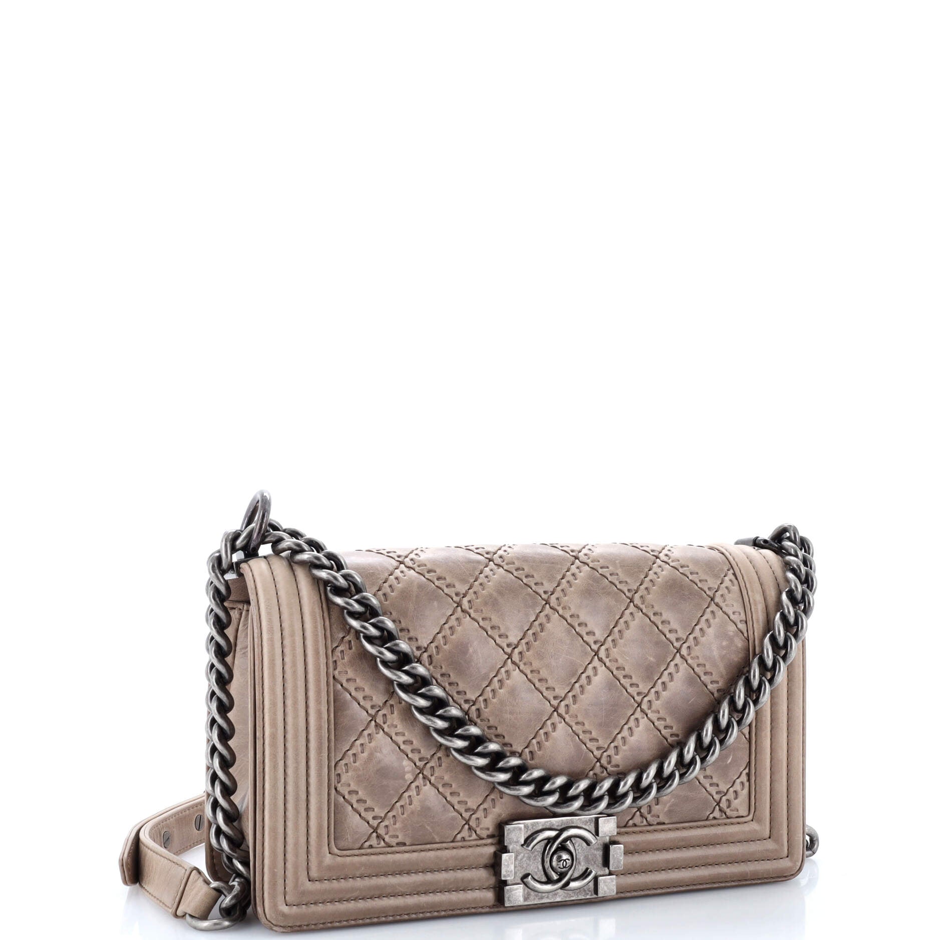 Chanel Double Stitch Boy Flap Bag Quilted Calfskin Old Medium