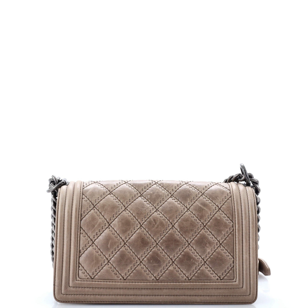 Chanel Double Stitch Boy Flap Bag Quilted Calfskin Old Medium