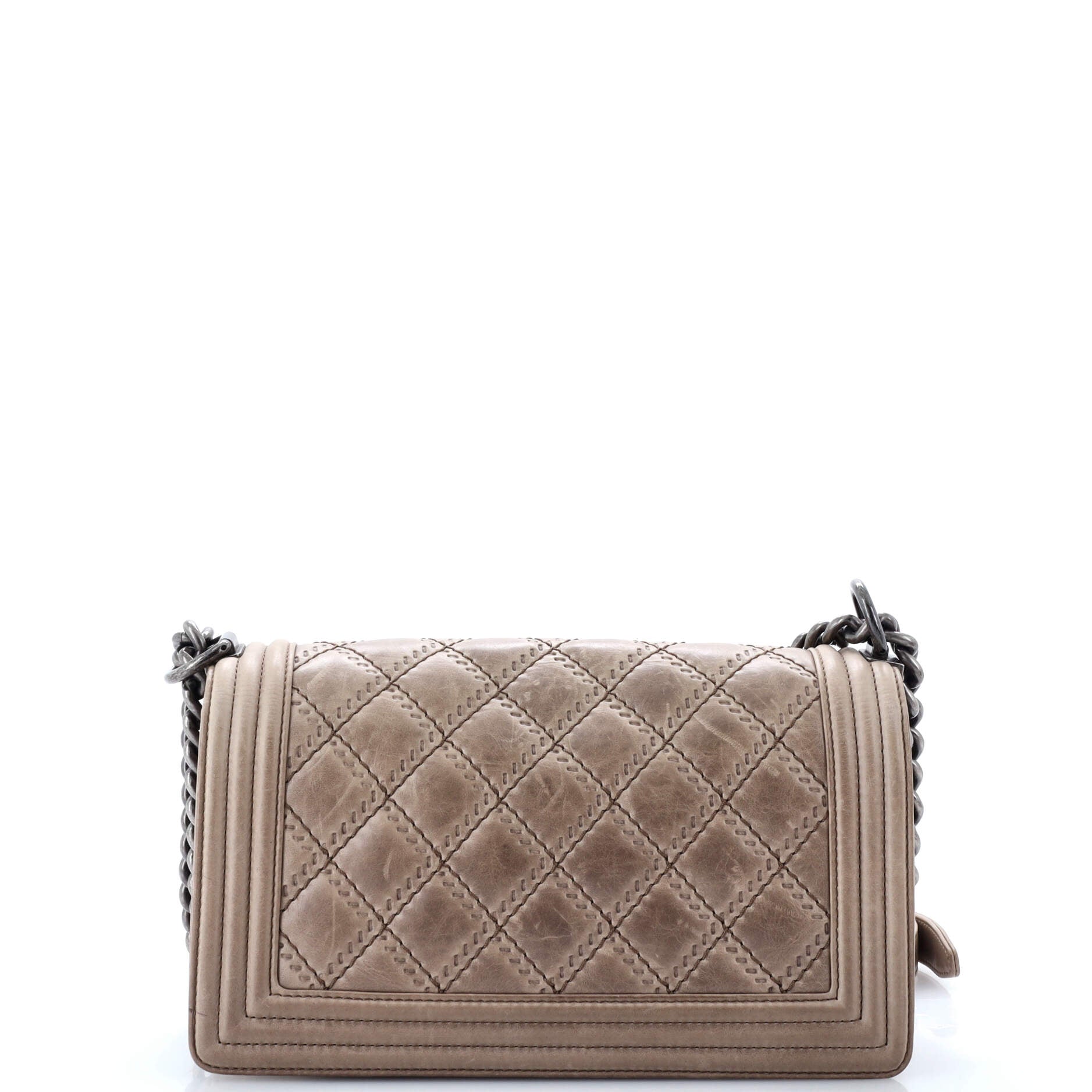Chanel Double Stitch Boy Flap Bag Quilted Calfskin Old Medium