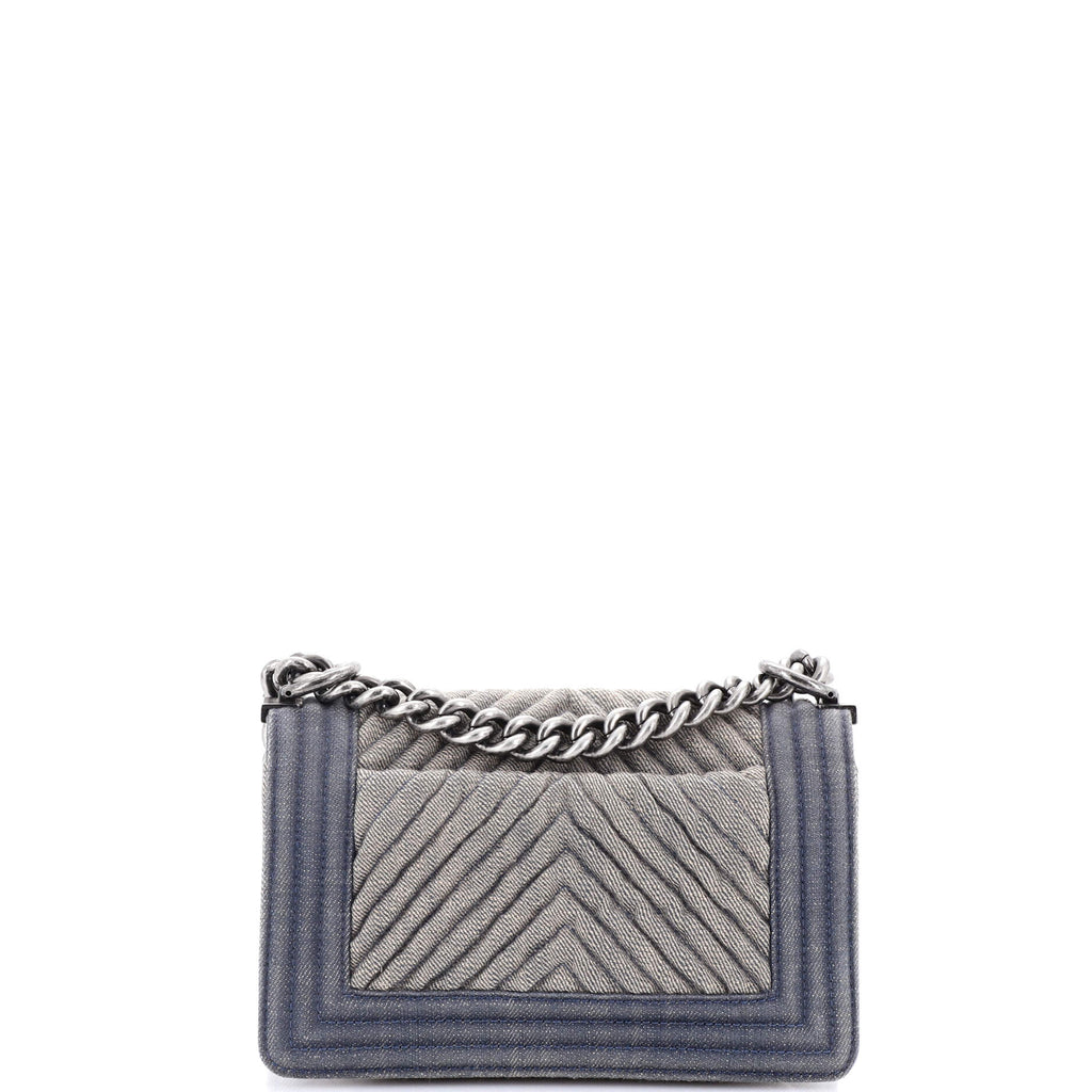 Chanel Boy Flap Bag Chevron Denim Small