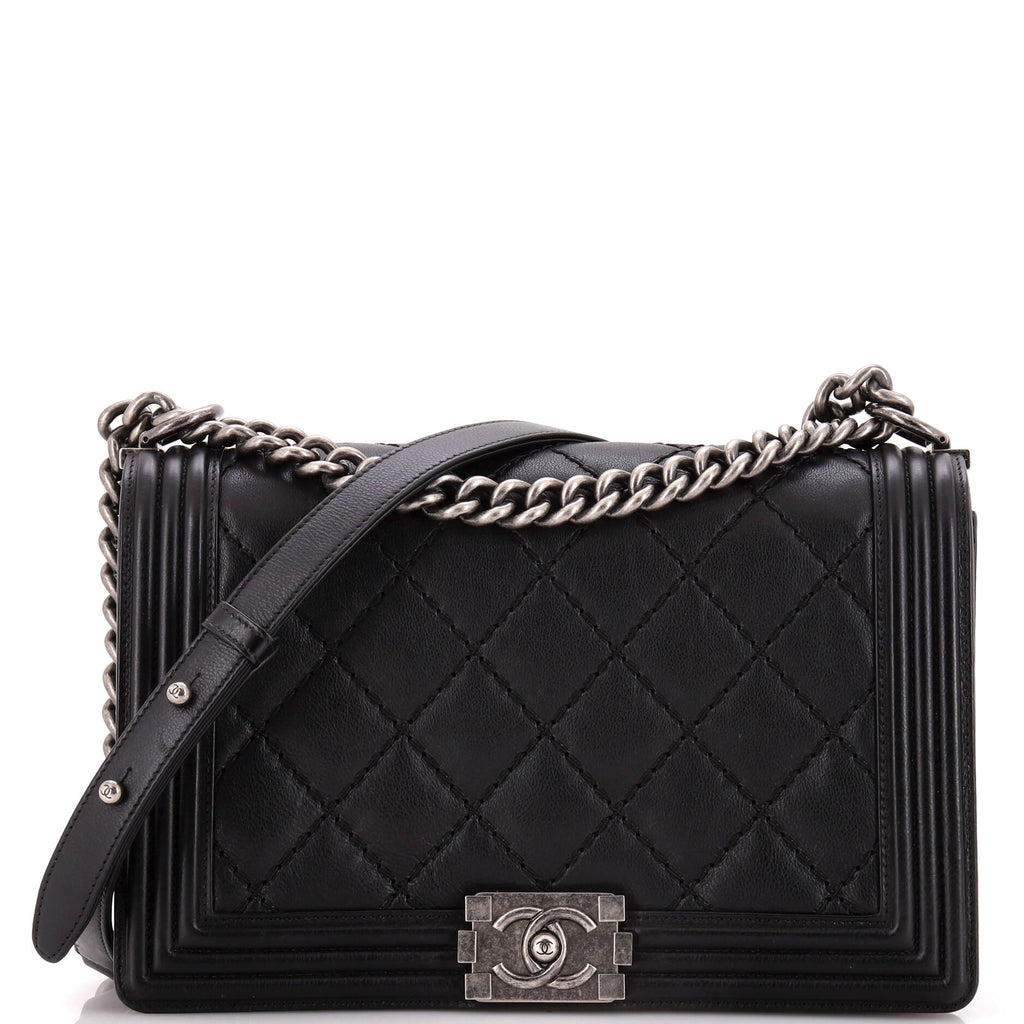 Chanel Stitch Boy Flap Bag Quilted Calfskin New Medium