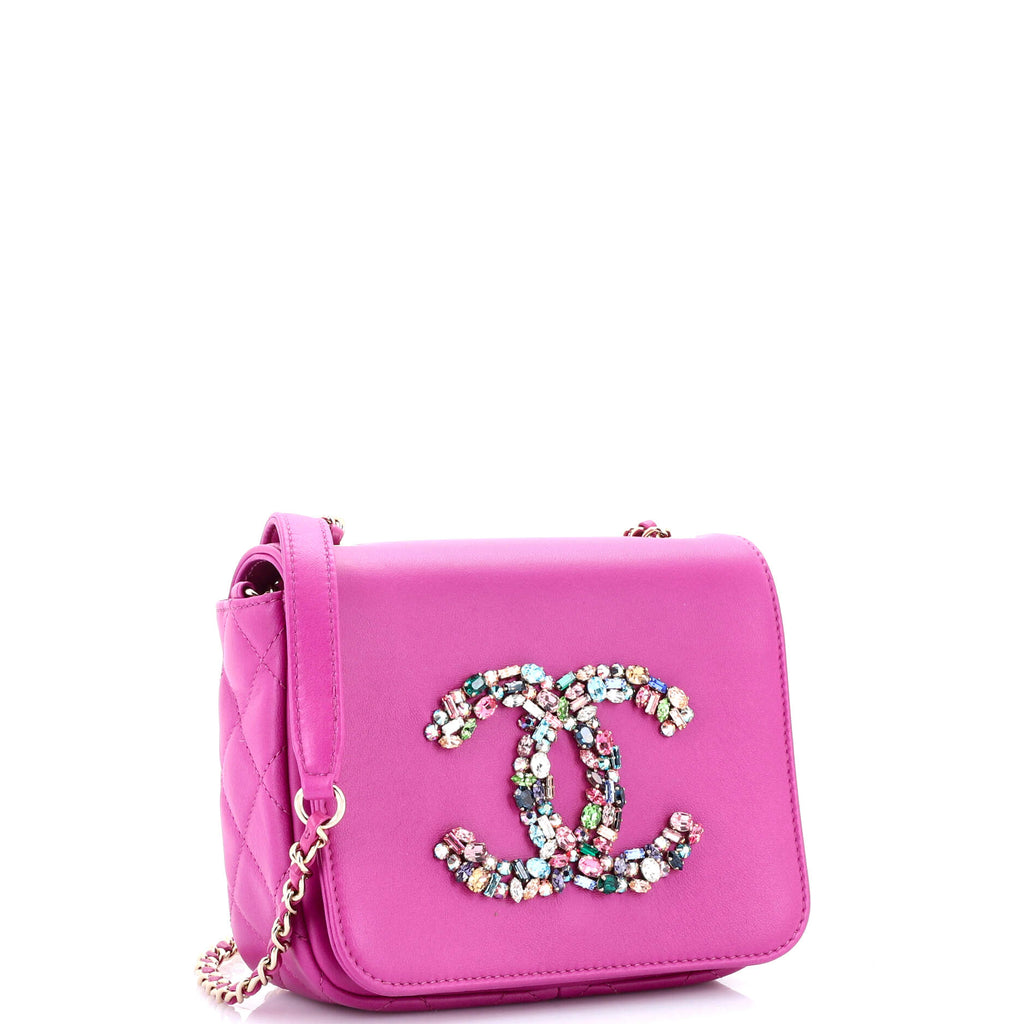 Chanel Giant Crystal CC Flap Bag Lambskin Mini