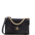 Chanel Coco Chevron Flap Bag Stitched Calfskin Small