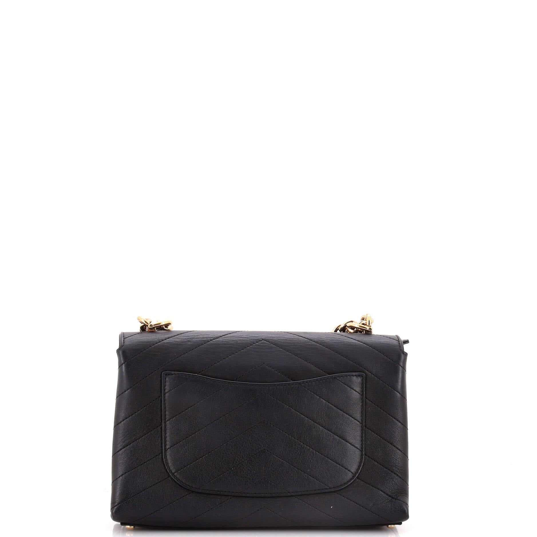 Chanel Coco Chevron Flap Bag Stitched Calfskin Small