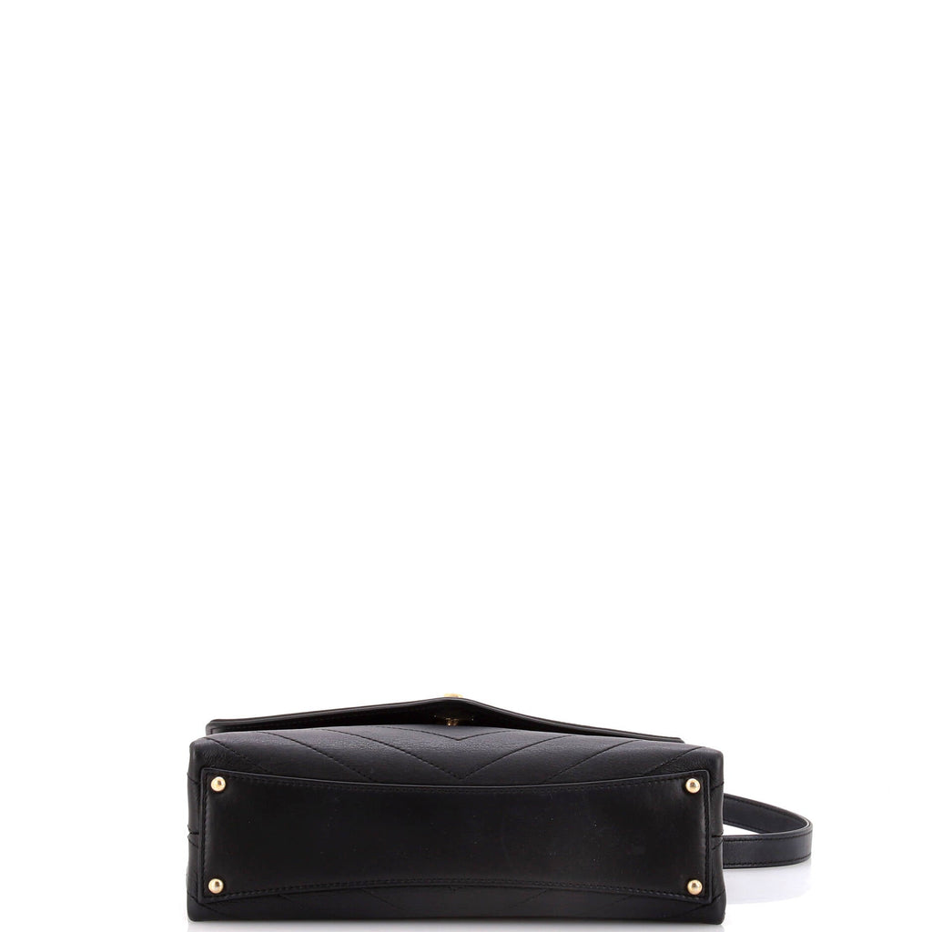 Chanel Coco Chevron Flap Bag Stitched Calfskin Small