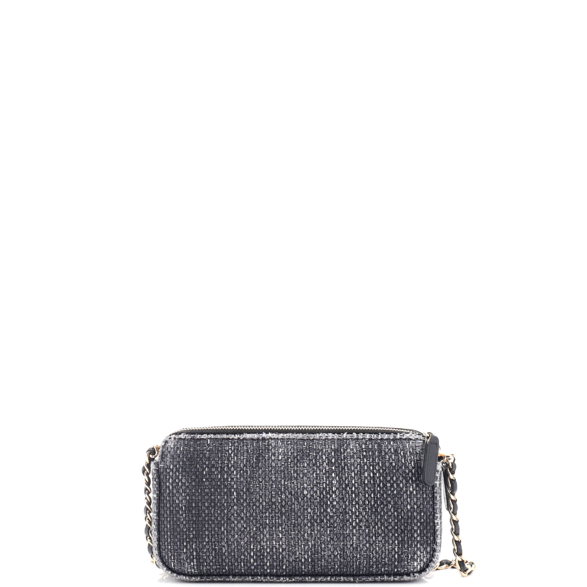 Chanel Deauville Double Zip Clutch with Chain Raffia