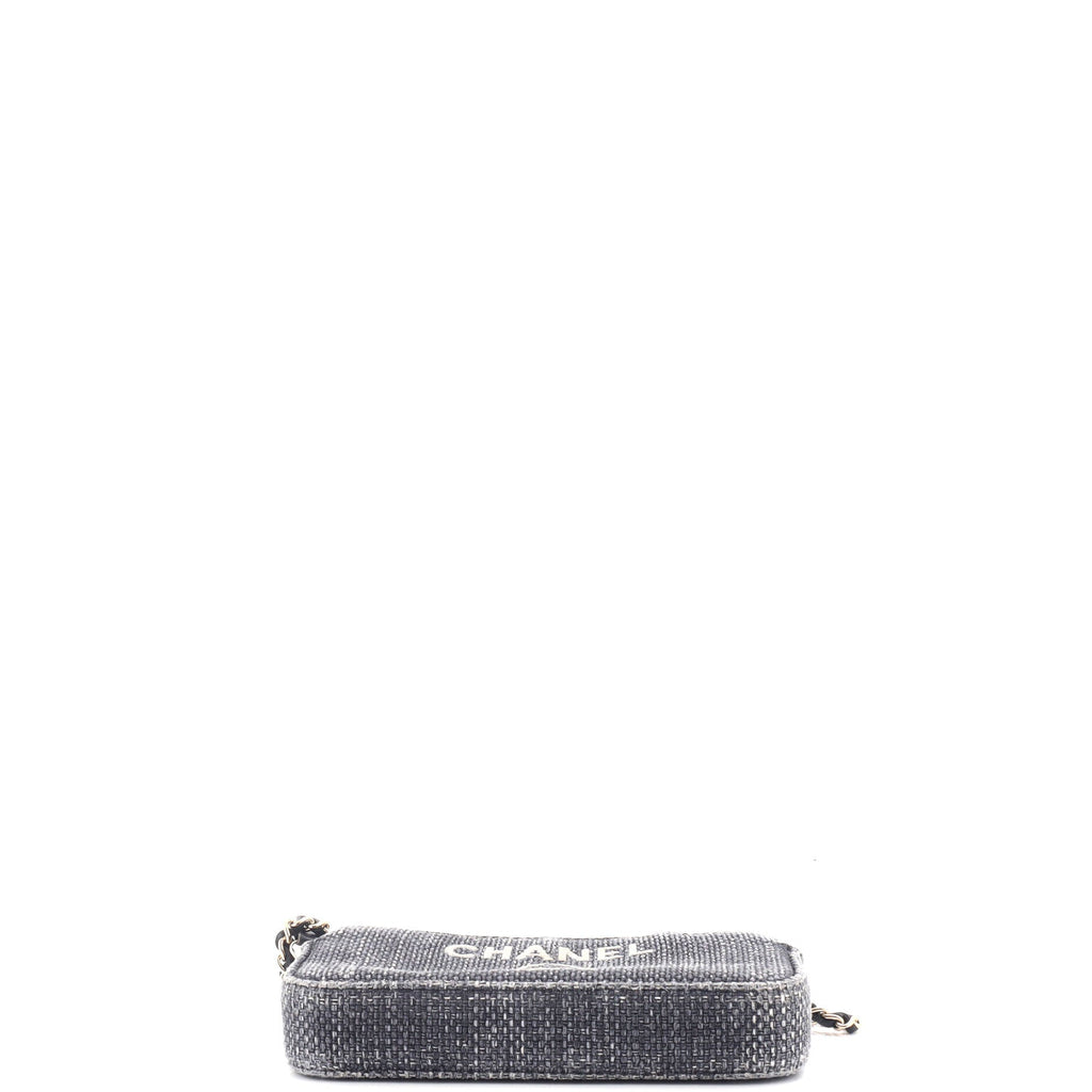 Chanel Deauville Double Zip Clutch with Chain Raffia