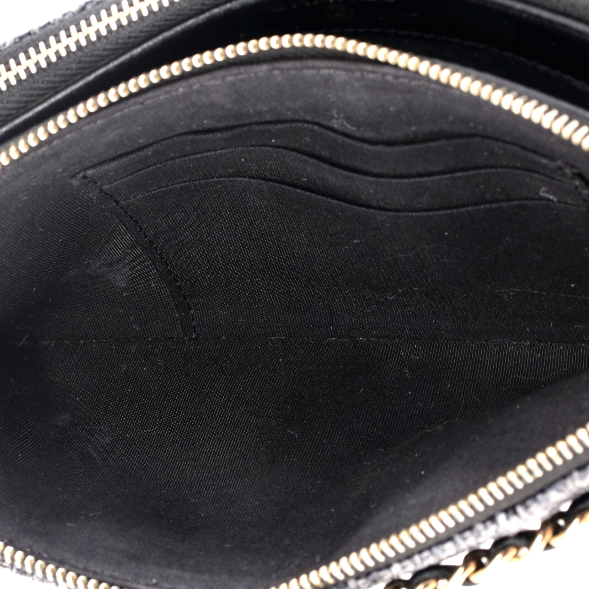 Chanel Deauville Double Zip Clutch with Chain Raffia
