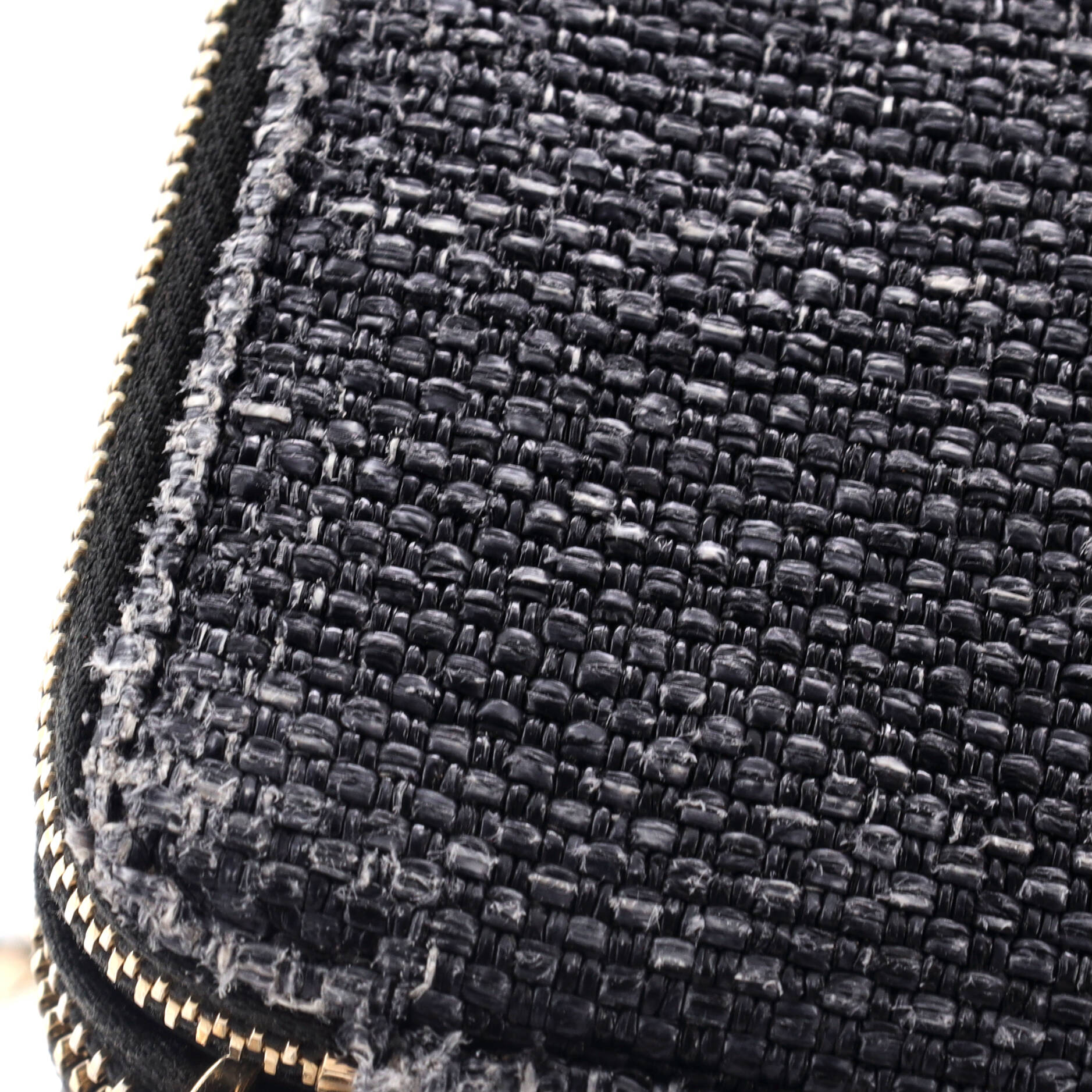 Chanel Deauville Double Zip Clutch with Chain Raffia