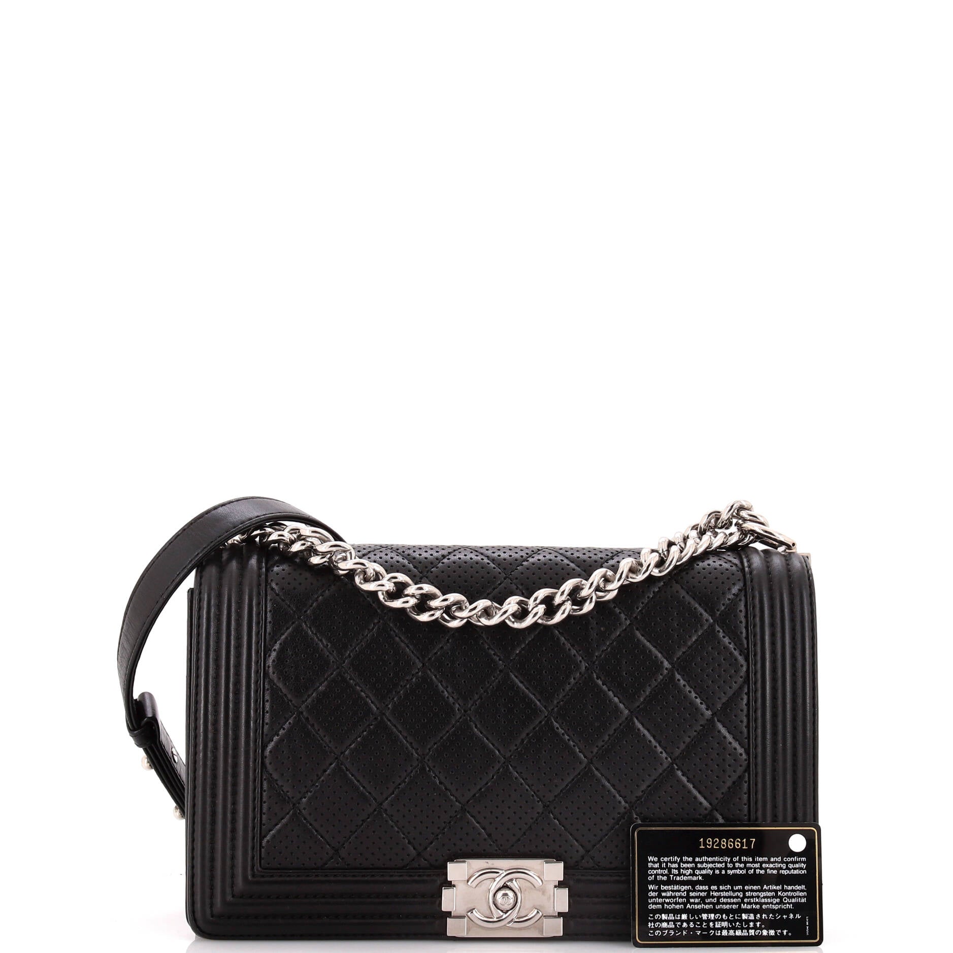Chanel Boy Flap Bag Quilted Perforated Lambskin New Medium