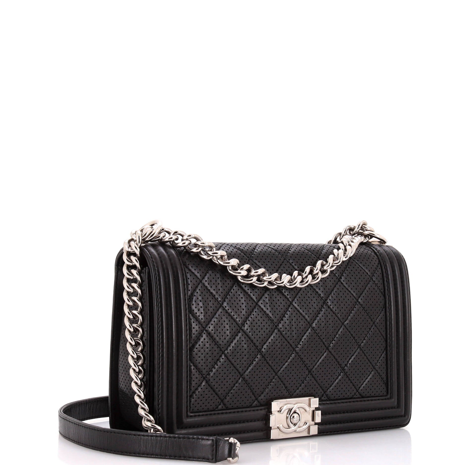 Chanel Boy Flap Bag Quilted Perforated Lambskin New Medium