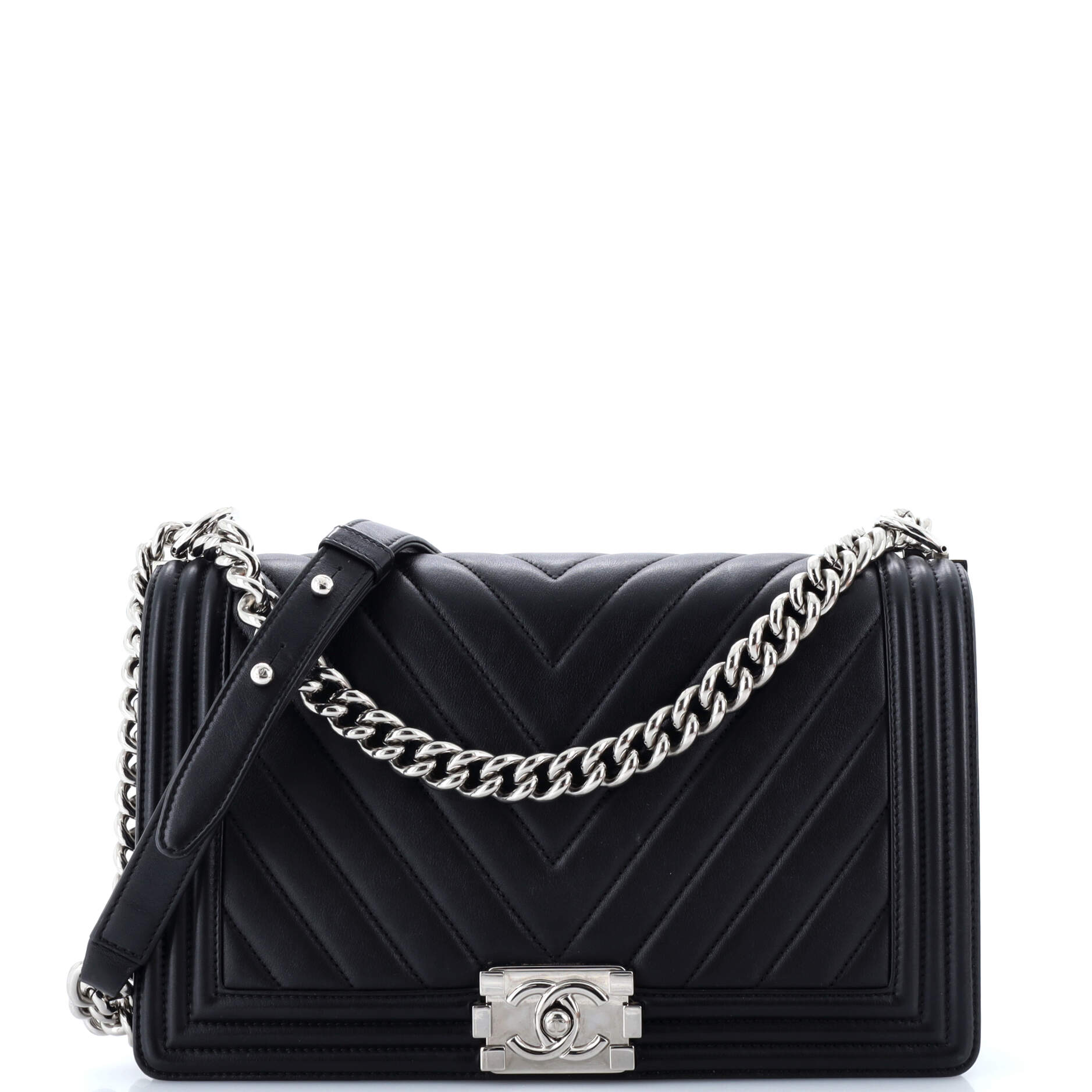 Chanel Boy Flap Bag Chevron Calfskin New Medium