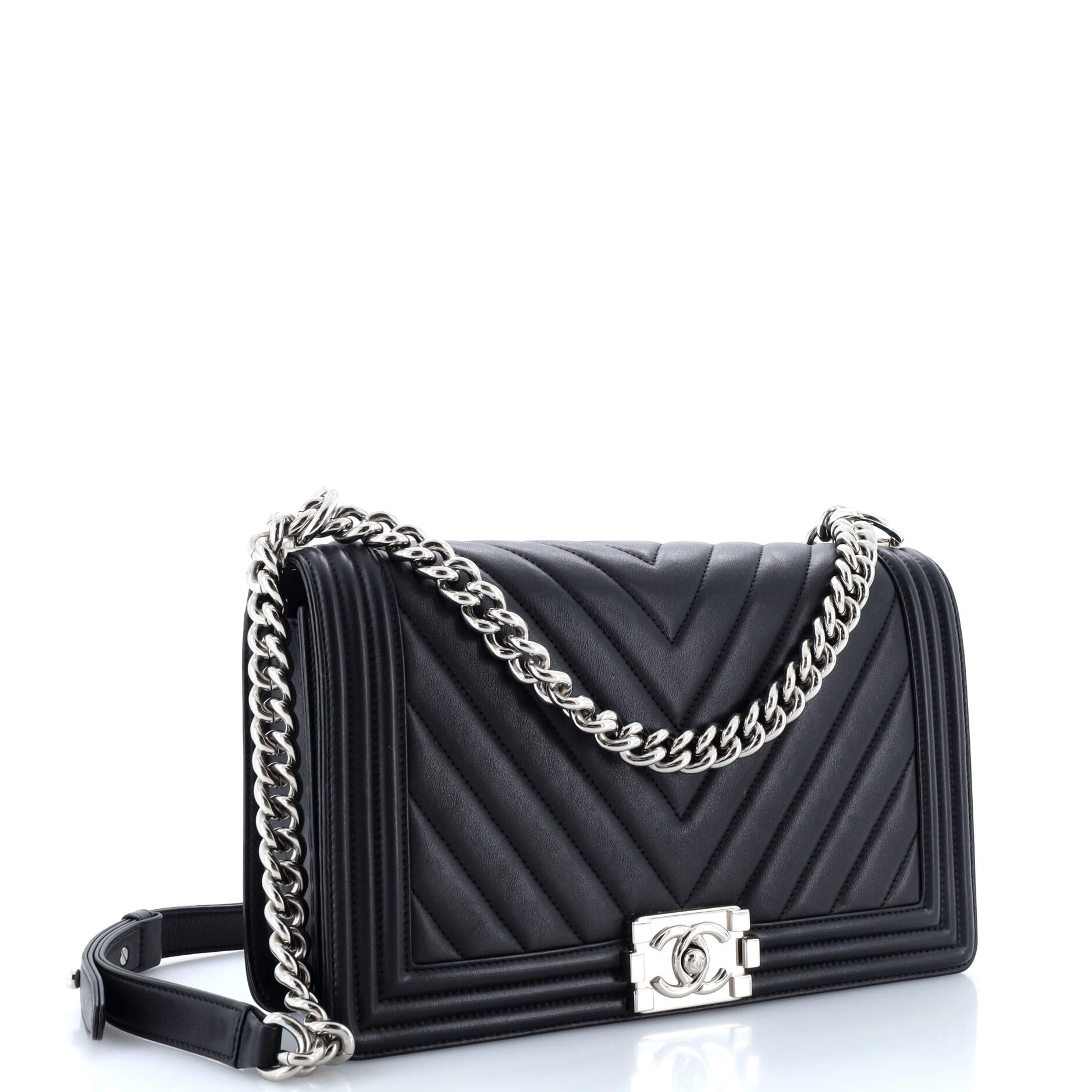 Chanel Boy Flap Bag Chevron Calfskin New Medium