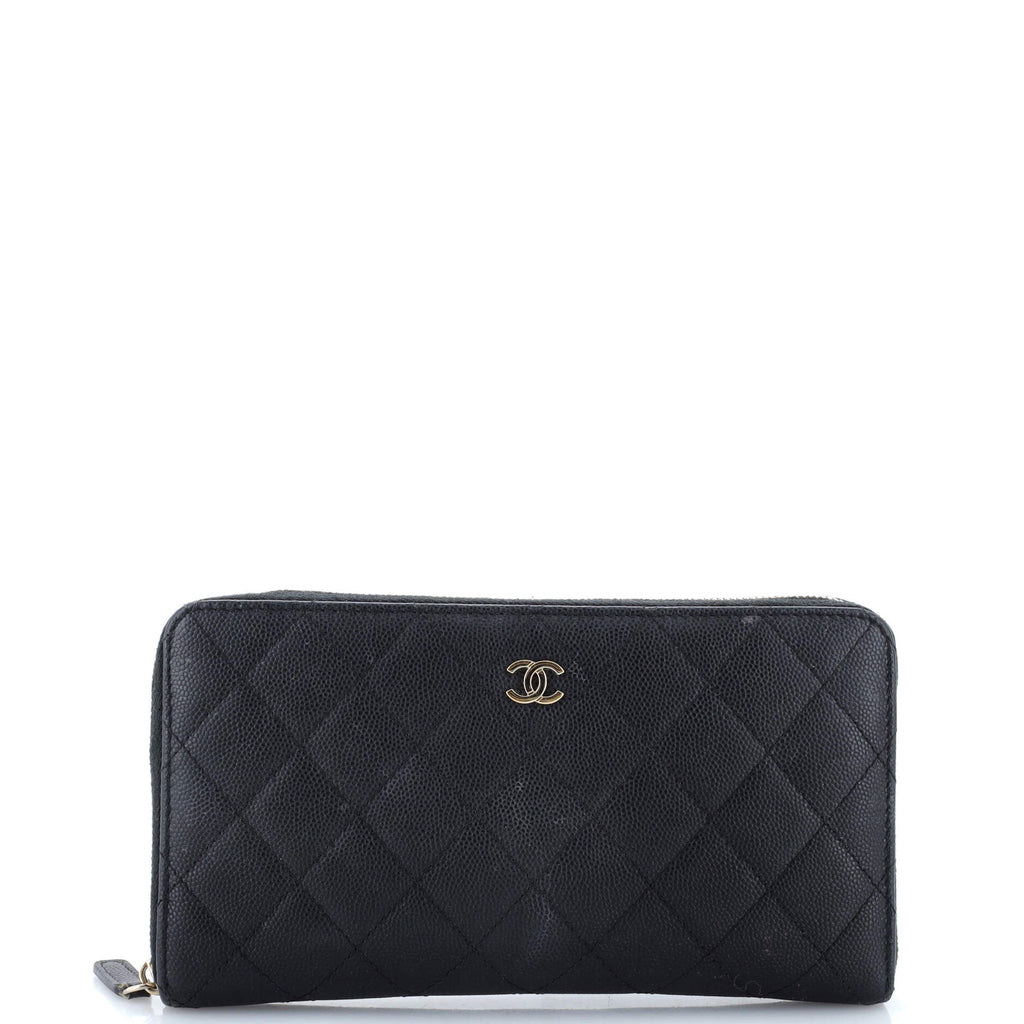 Chanel Zip Around Organizer Wallet Quilted Caviar Large