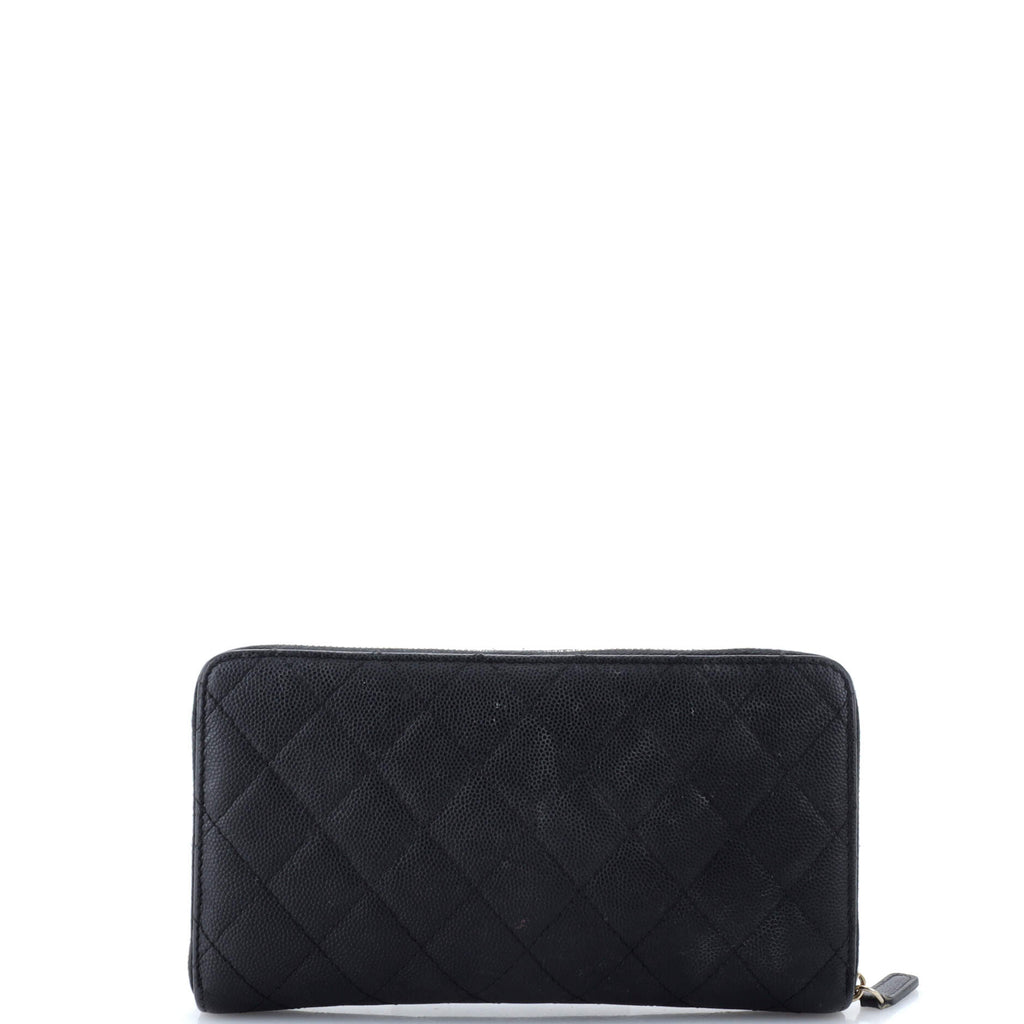 Chanel Zip Around Organizer Wallet Quilted Caviar Large