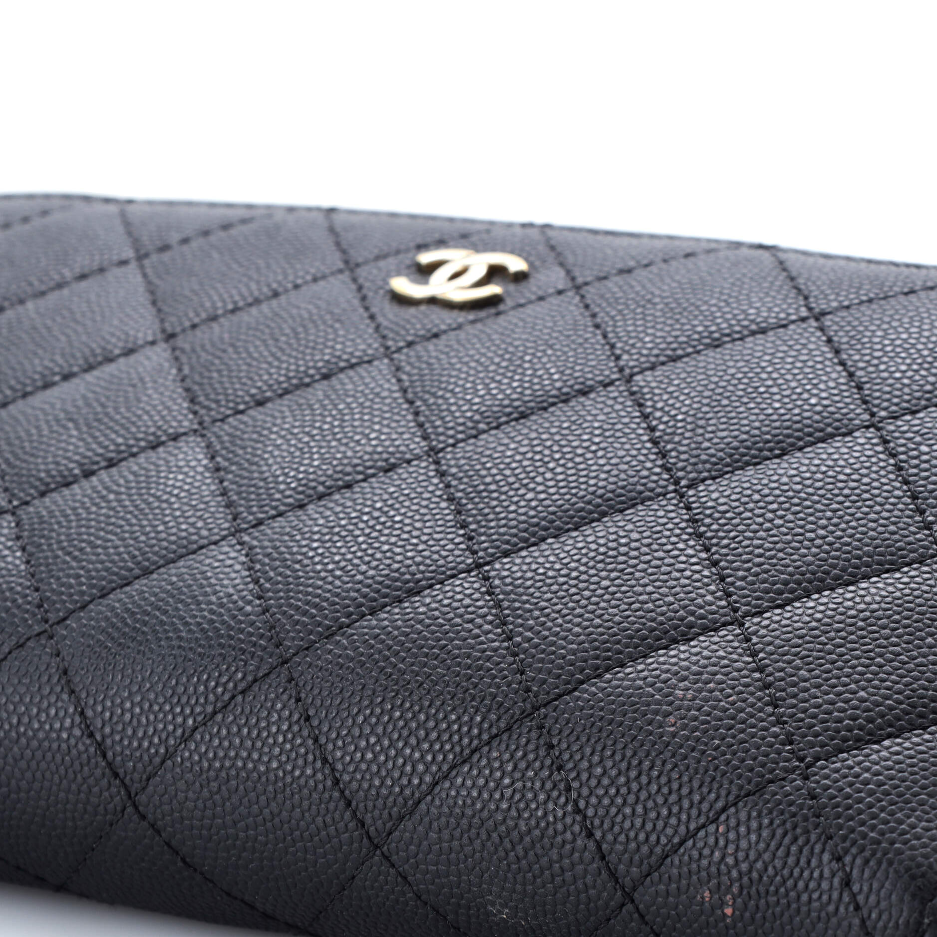 Chanel Zip Around Organizer Wallet Quilted Caviar Large