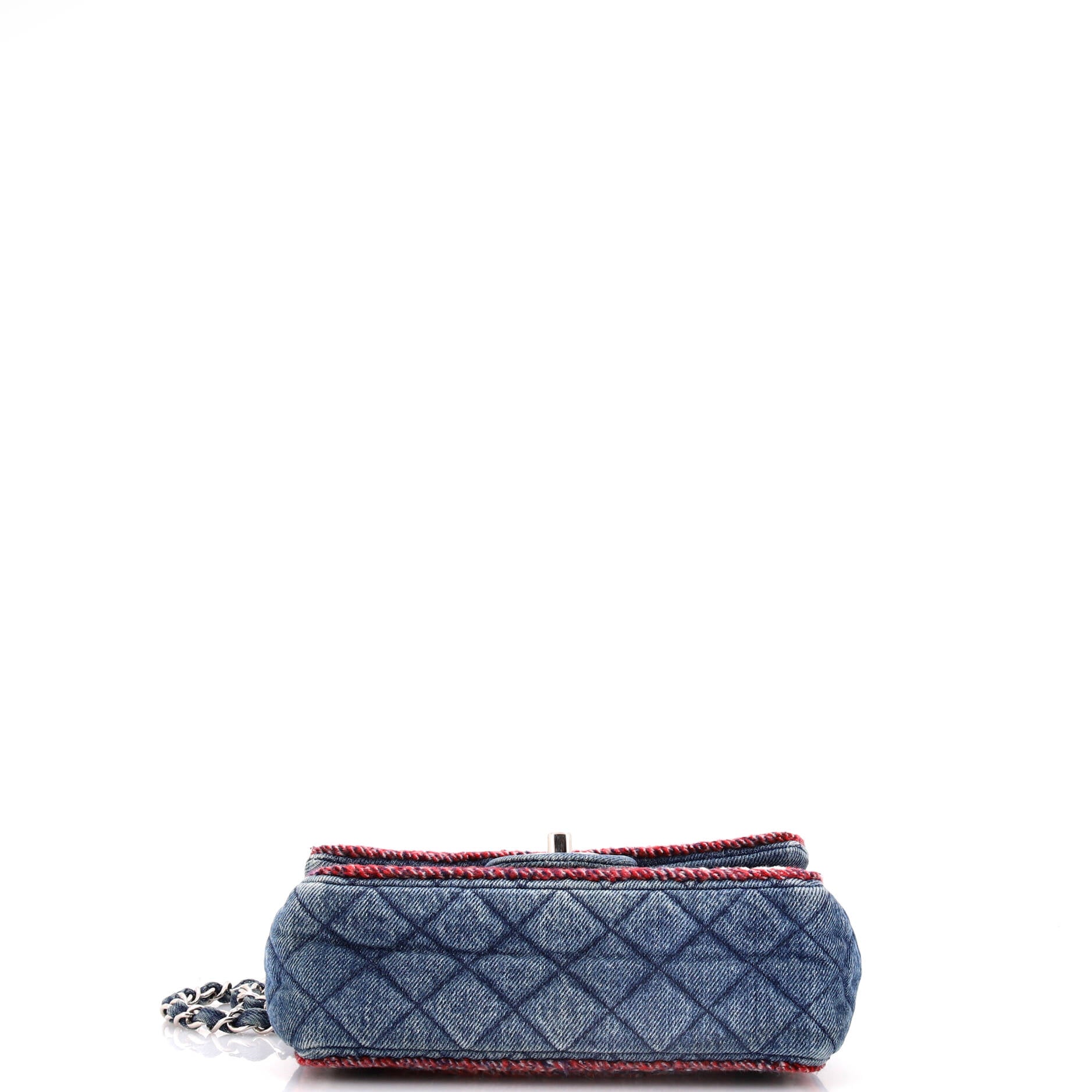 Chanel Classic Single Flap Bag Quilted Denim with Tweed Mini