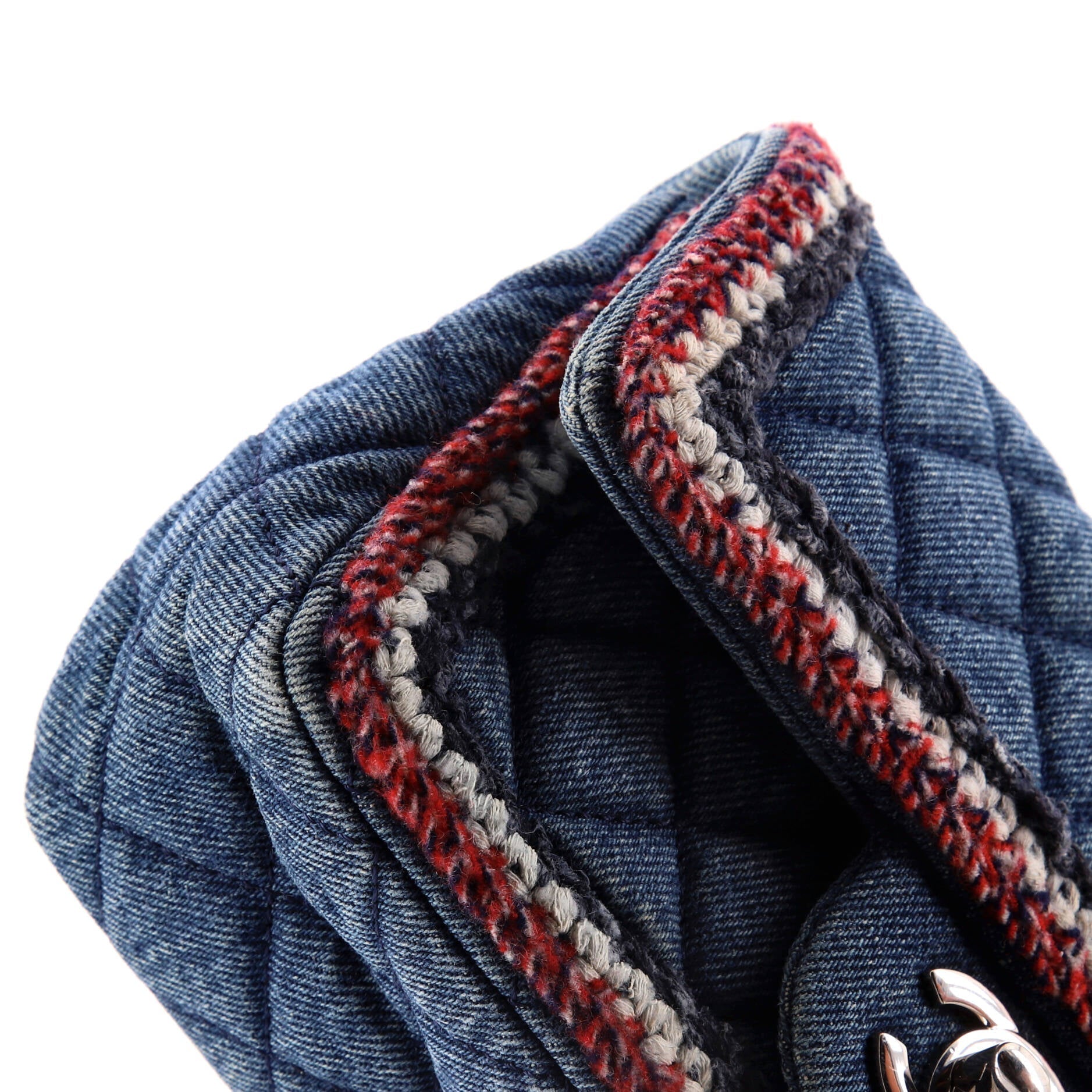 Chanel Classic Single Flap Bag Quilted Denim with Tweed Mini