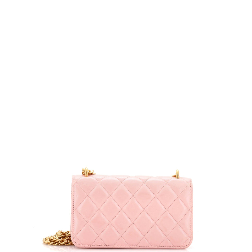 Chanel Sweet Camellia Flap Phone Holder with Chain Quilted Lambskin