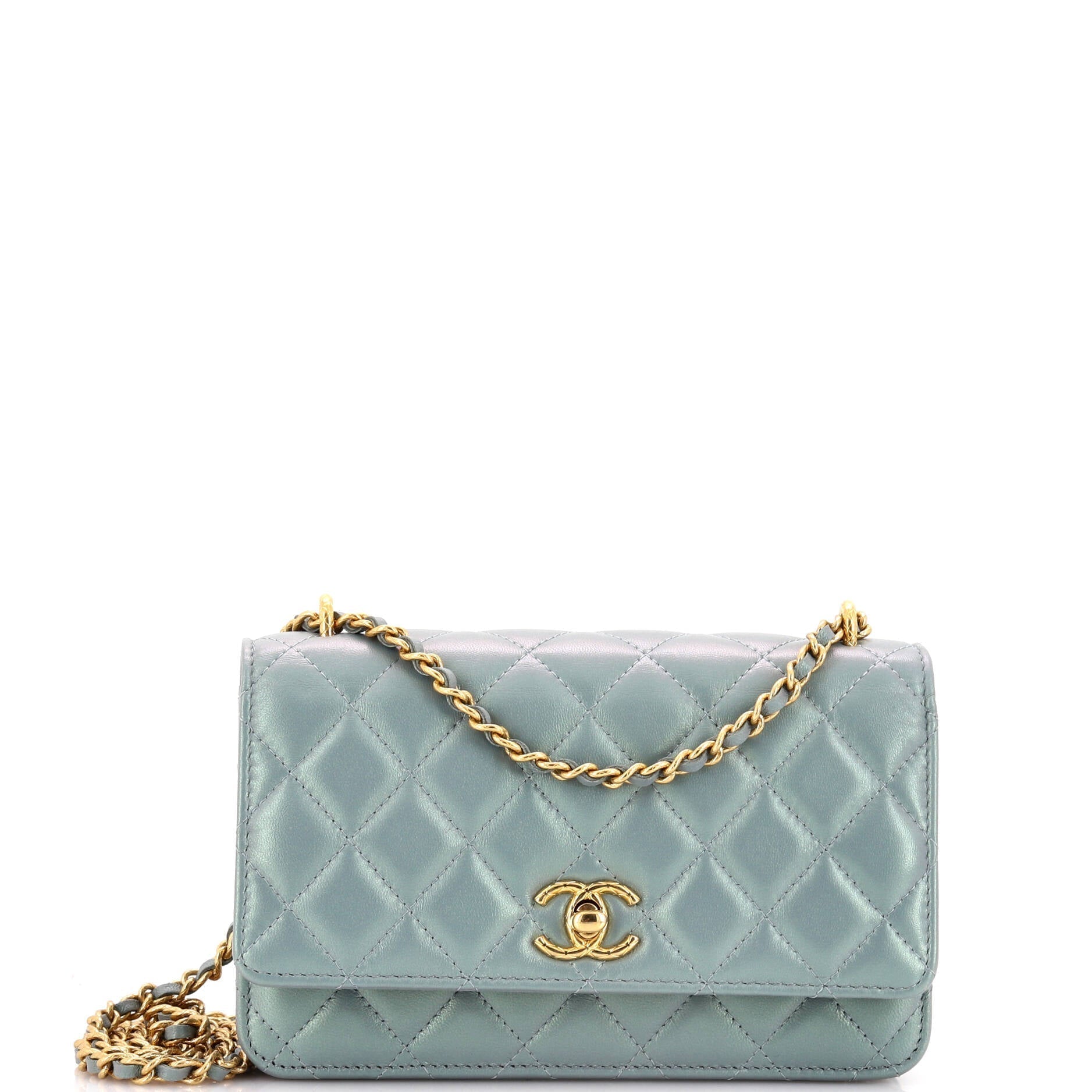 Chanel Quilted CC Wallet on Chain Quilted Metallic Lambskin